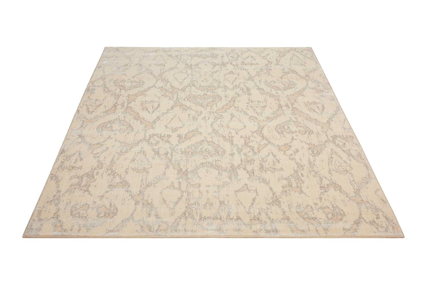 Bone and Gray Wool Viscose Rectangular Area Rug 3'6" x 5'6"