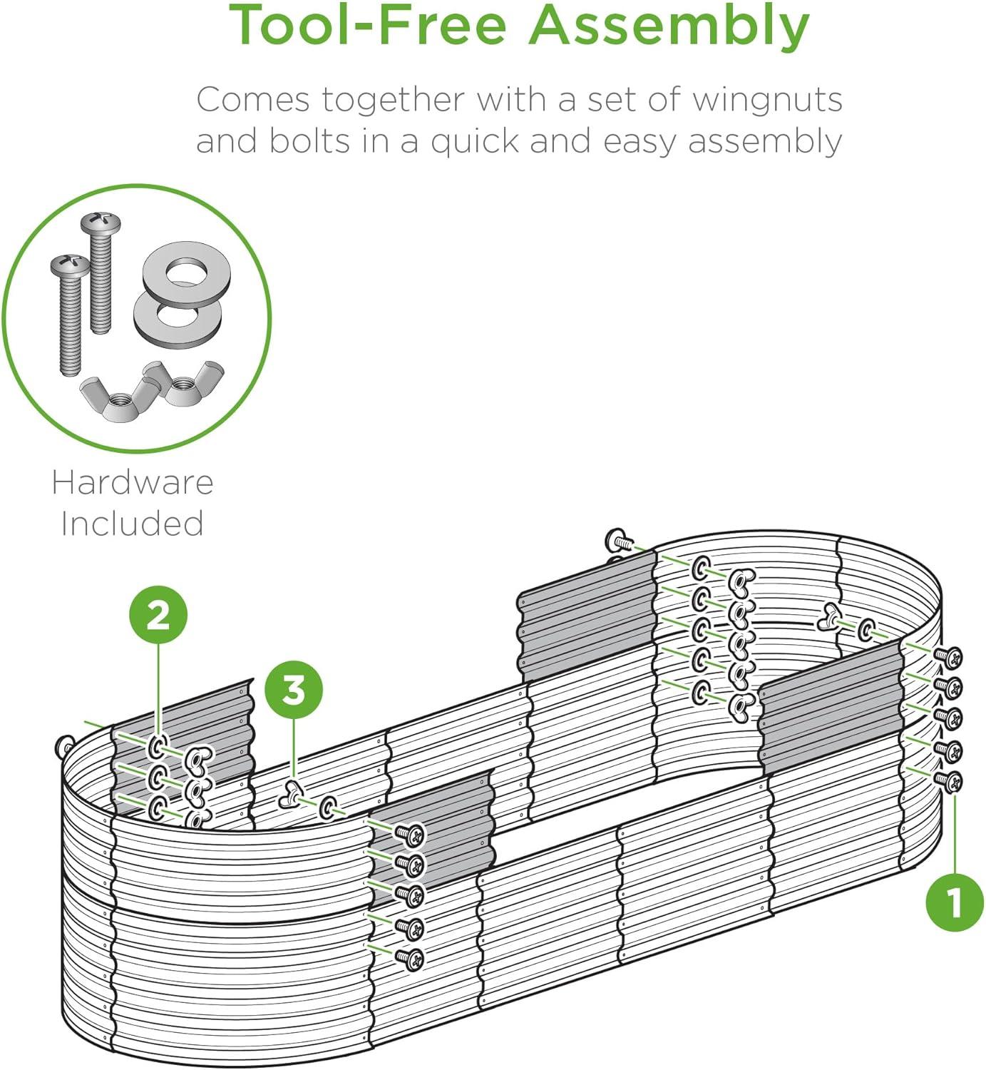 Best Choice Products 8x2x2ft Metal Raised Garden Bed, Oval Outdoor Planter Box w/ 4 Support Bars - Taupe