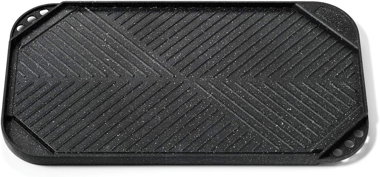 THE ROCK by Starfrit 10.6" x 19.5" Reversible Aluminum Grill/Griddle, Black