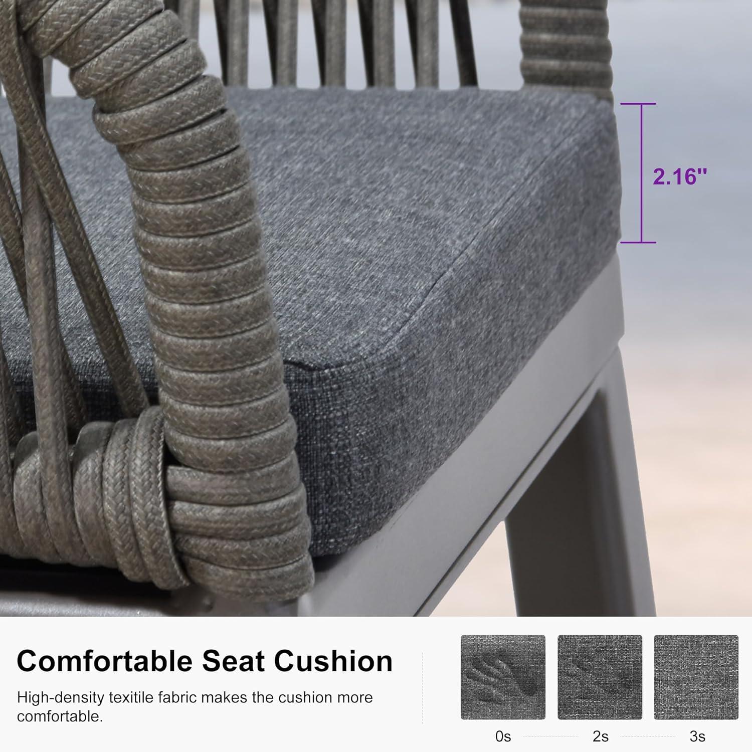 PURPLE LEAF Outdoor Wicker 29" Bar Stools Set of 2, Boho Patio Bar Height Chair with Cushion and Back for Outdoor and Indoor, Garden, Patio, Smoke Grey