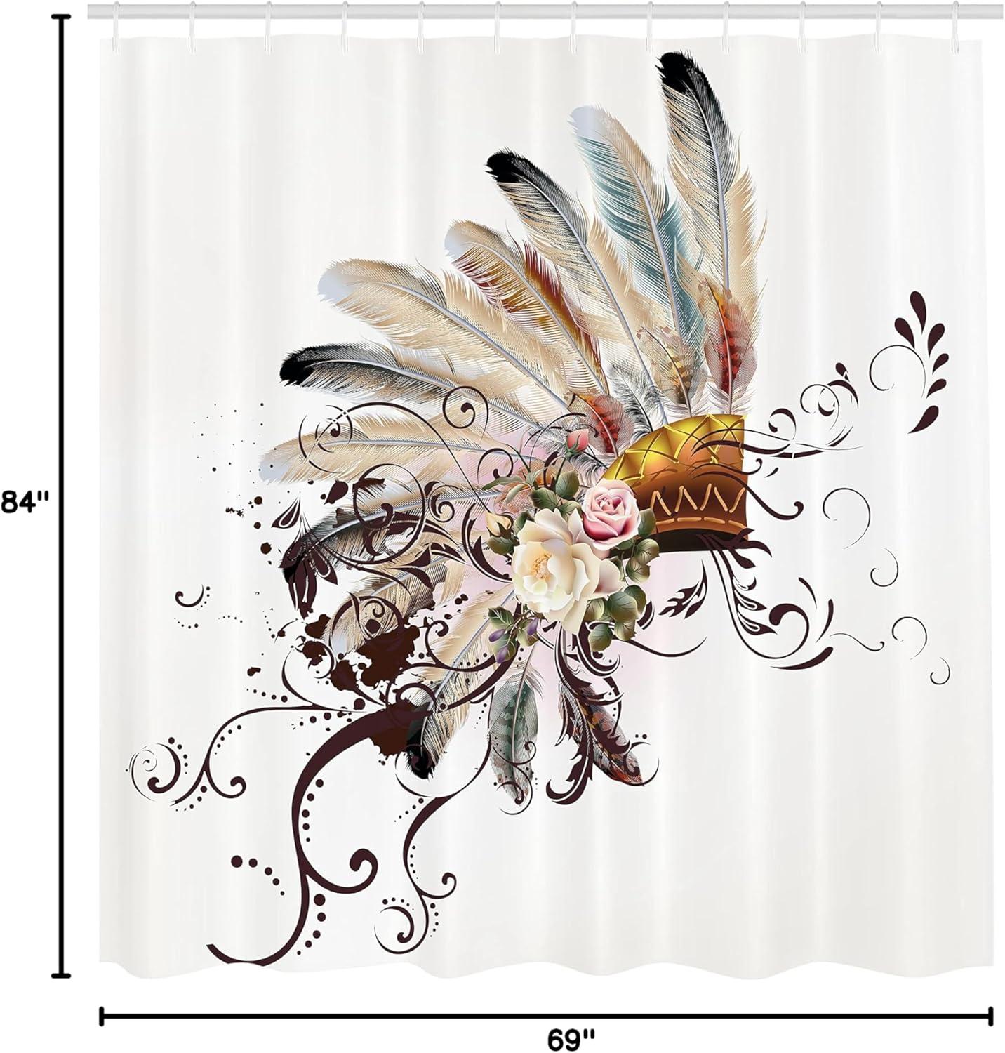 Ambesonne Grey Shower Curtain, Waves Dots Xmas, 69"Wx84"L, Grey White