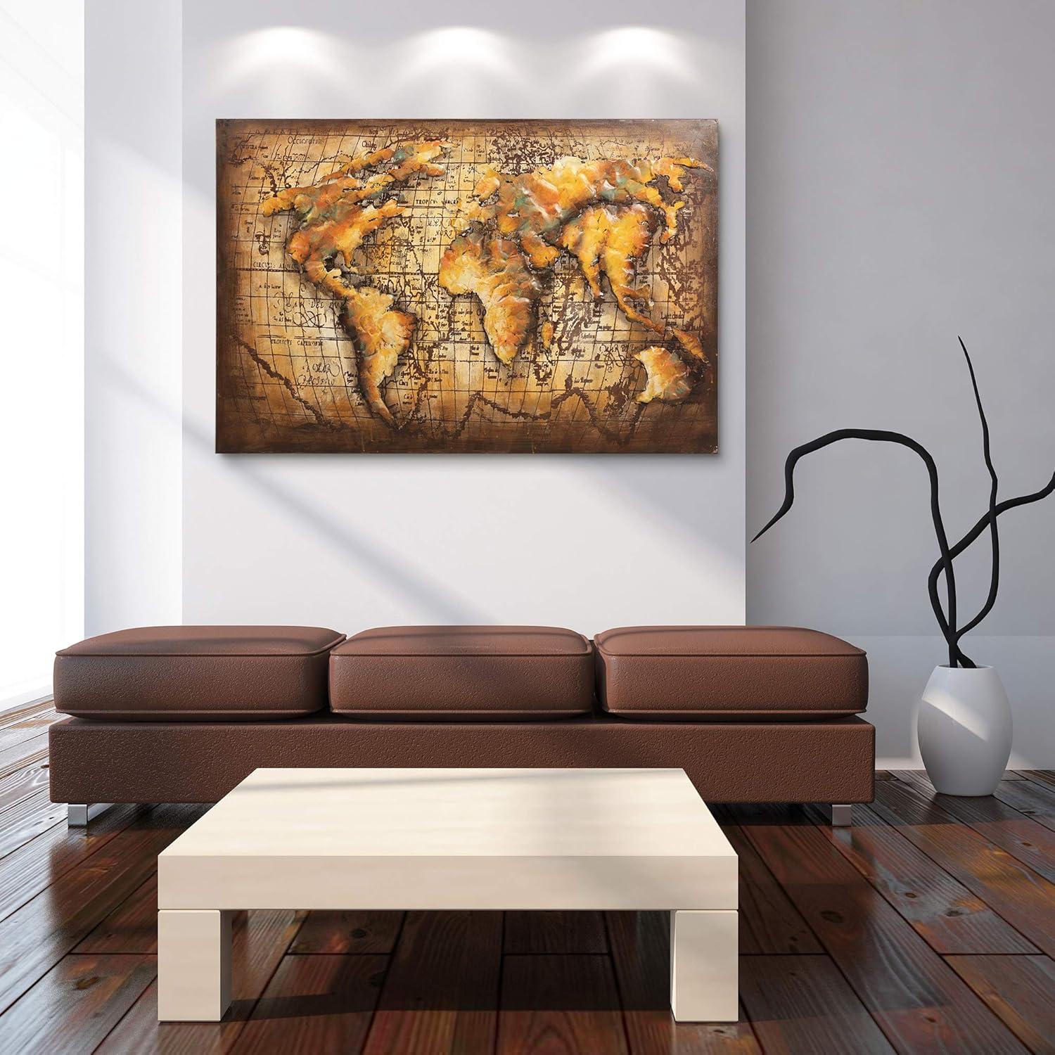 Empire Art Direct 3D Mixed Media Iron World Map Wall Sculpture