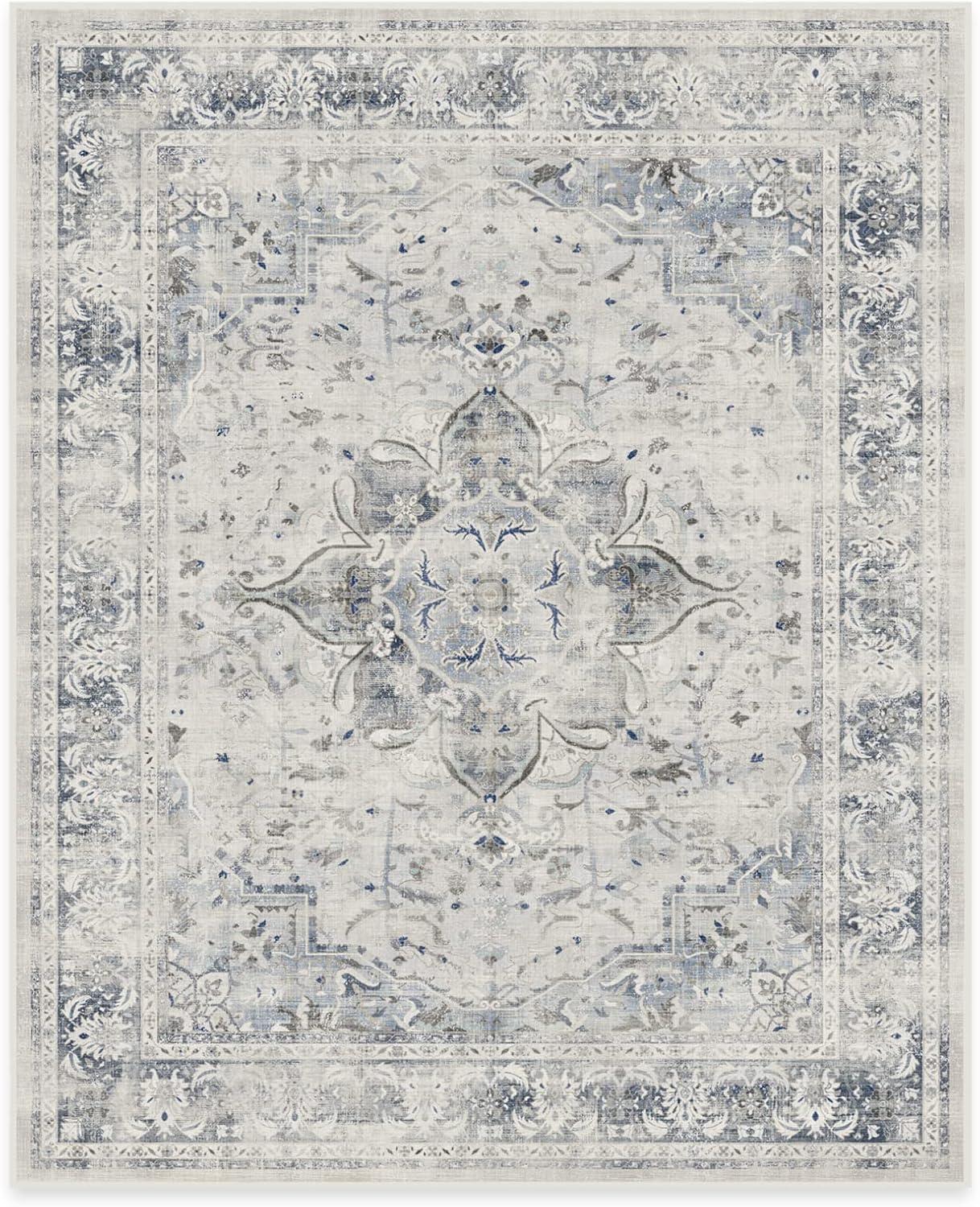 Blue Quartz 8' x 10' Washable Synthetic Flatwoven Area Rug