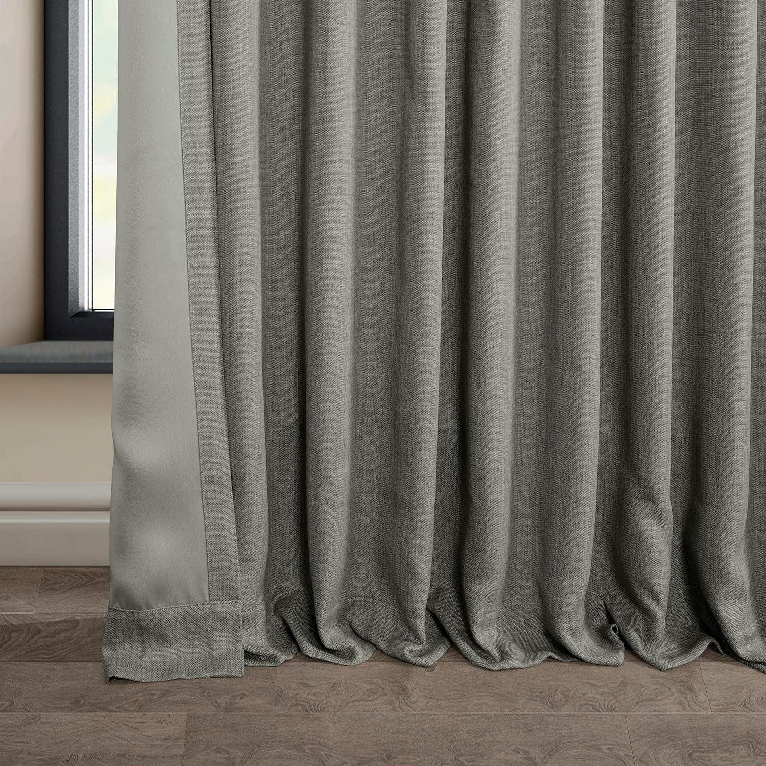 Faux Linen Textured Room Darkening Curtains for Bedroom & Living Room Curtains - Single Panel drapes