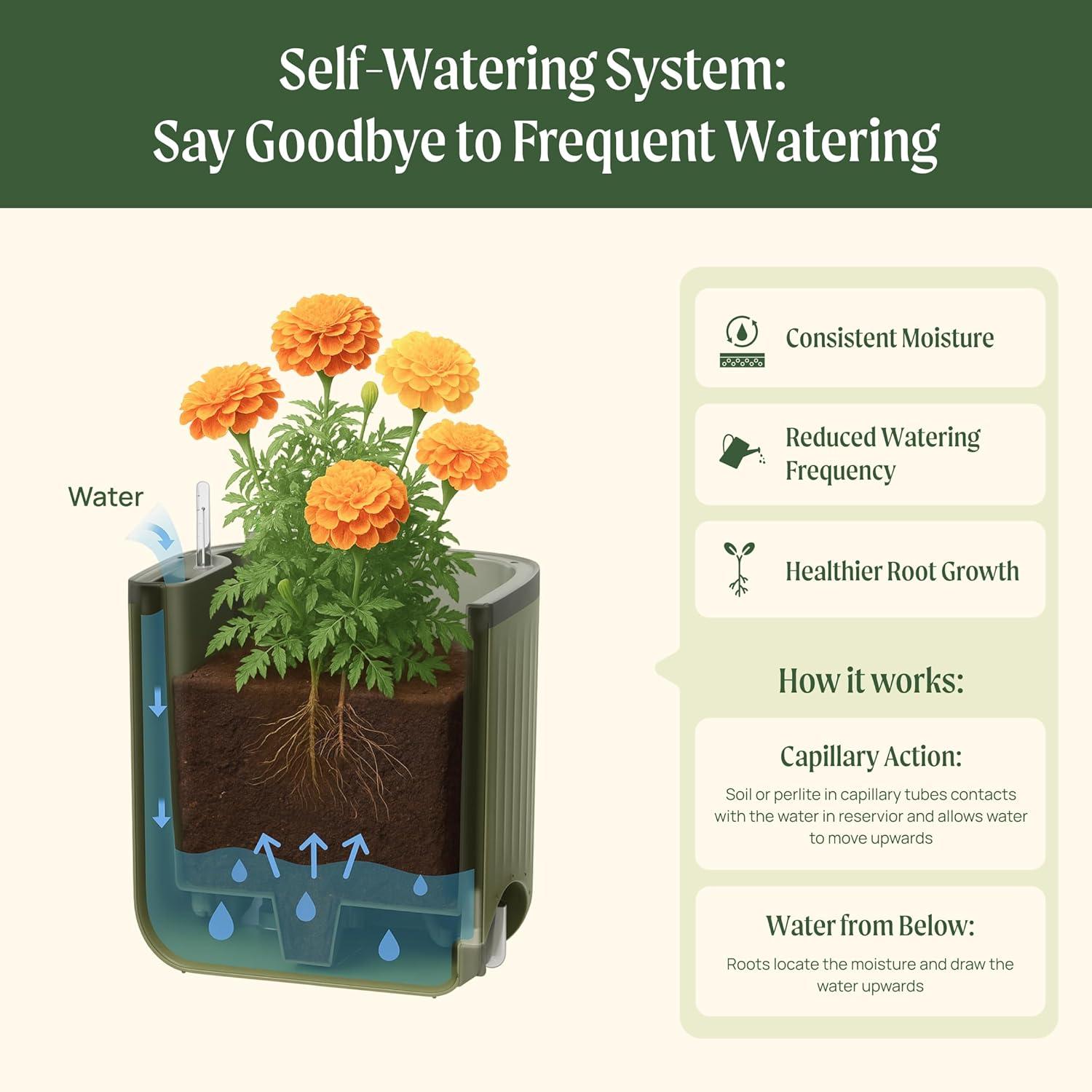 Vego Garden Mini Tomato Plastic Outdoor Pot Planter with Trellis