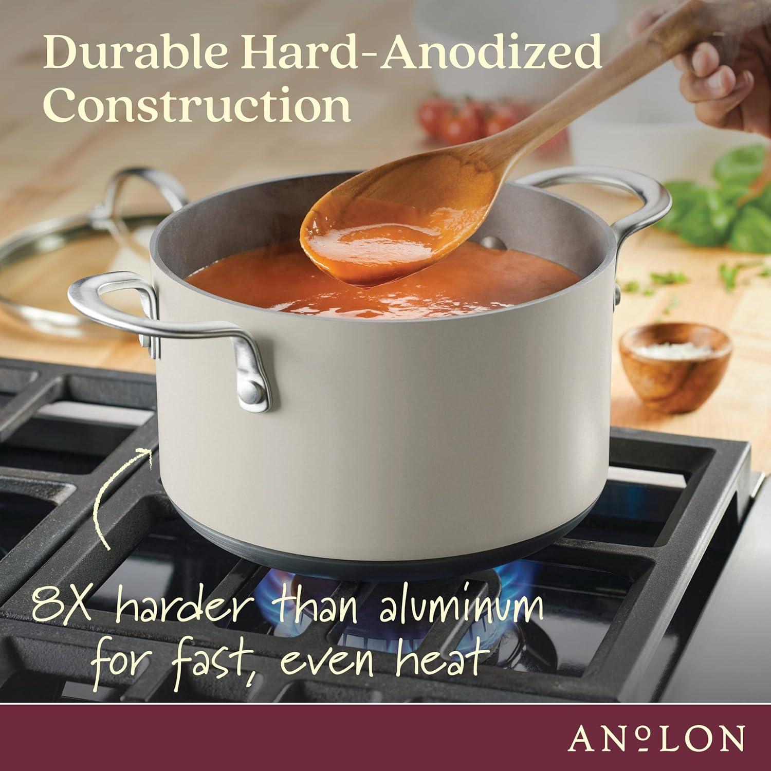 Anolon Achieve Hard Anodized Nonstick Saucepot with Lid, 4 Quarts