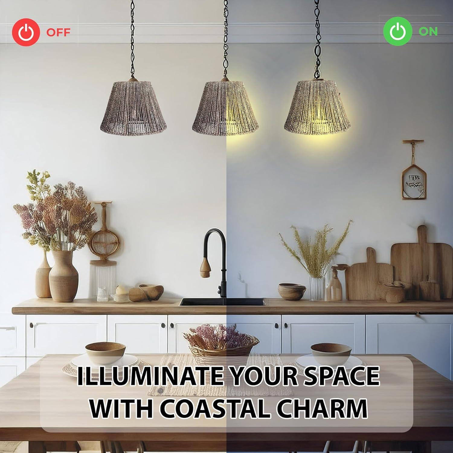 Bayou Breeze Bayou Breeze Farmhouse Water Hyacinth Drum Lamp Shades for Table Lamps, Wicker Pendant Light Shade Replacement, Rustic Light Fixture Cover, Woven Chandelier Replacement Shades for Living Room, Kitchen, Desk Decor, Spider Fitter