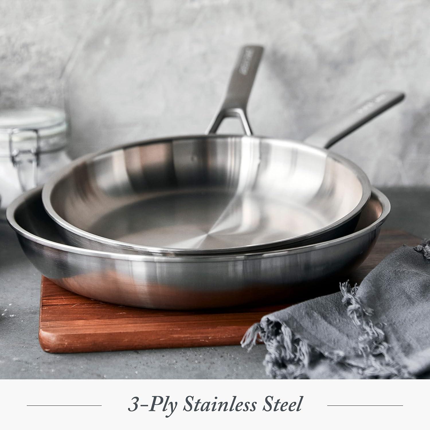 Tri-Ply Stainless Steel 10" and 12" Frying Pan Skillet Set