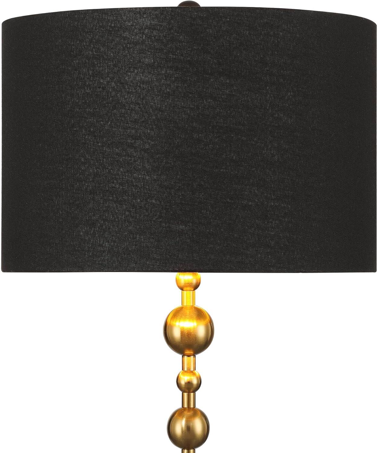 360 Lighting Harlowe Modern Glam Luxury 63" Tall Standing Floor Lamp Skinny Pole Metal Gold Finish Living Room Bedroom House Reading Drum Black Shade