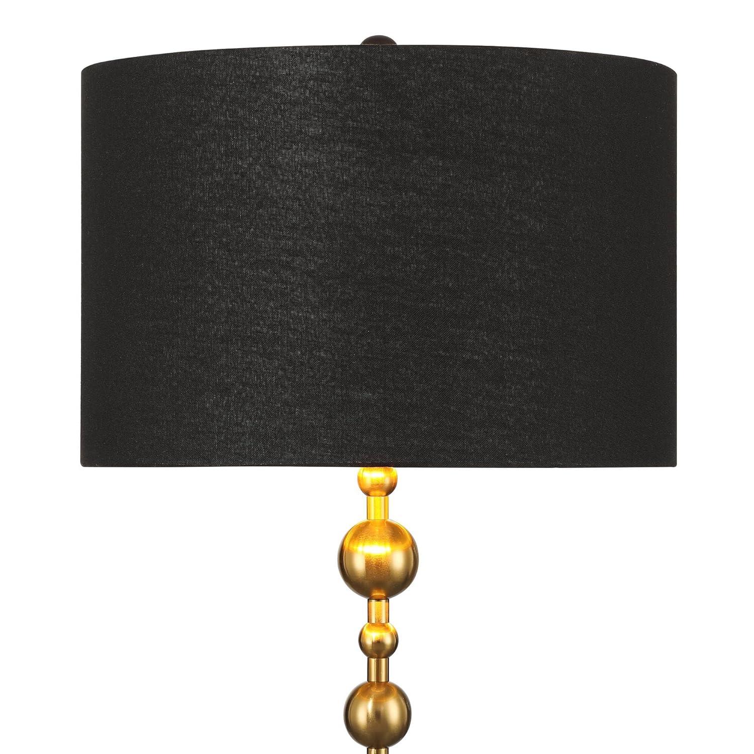 360 Lighting Harlowe Modern Glam Luxury 63" Tall Standing Floor Lamp Skinny Pole Metal Gold Finish Living Room Bedroom House Reading Drum Black Shade