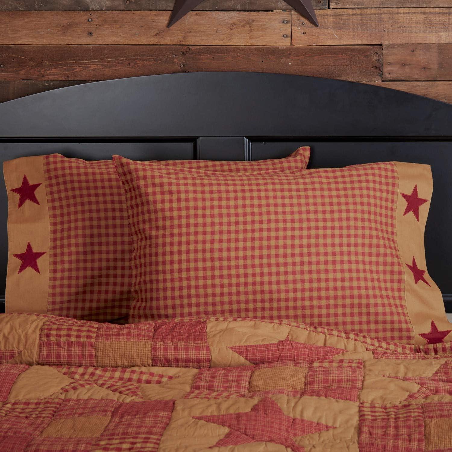 Standard Cotton Pillowcase with Barn Star Applique, Set of 2