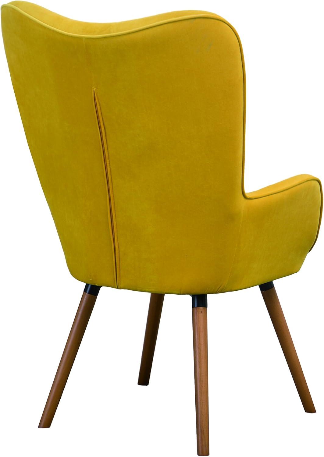 Blendoi Brooke Doarnin Contemporary Silky Tufted Button Back Accent Chair, Yellow