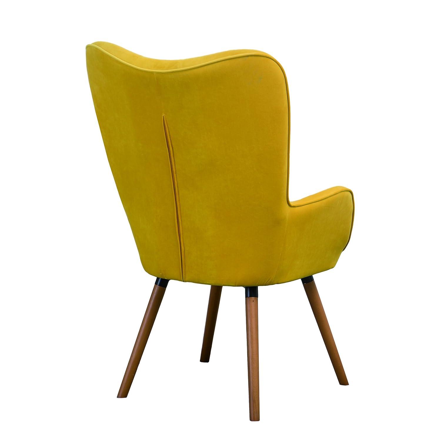 Blendoi Brooke Doarnin Contemporary Silky Tufted Button Back Accent Chair, Yellow