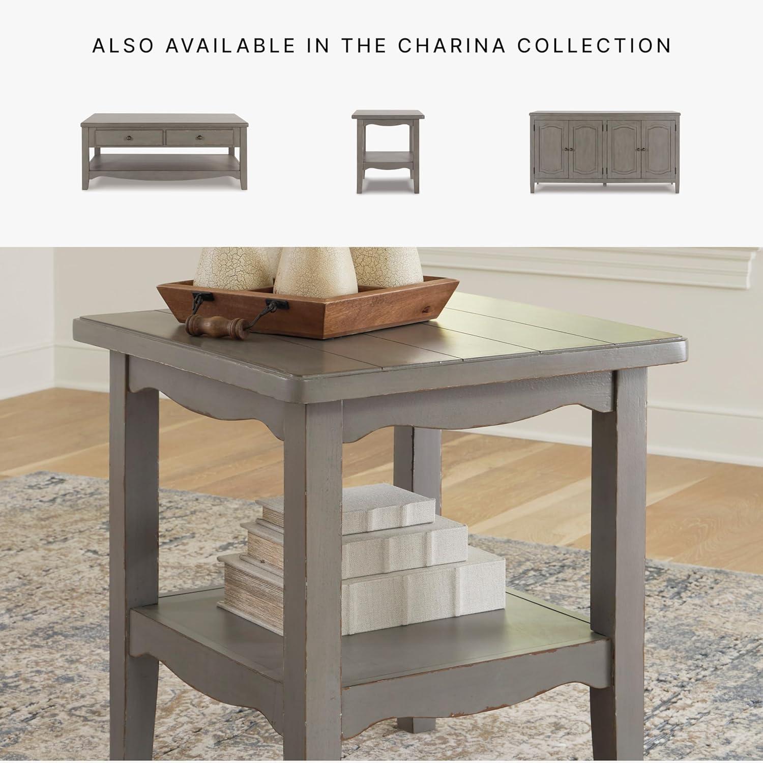 Signature Design by Ashley Traditional Charina End Table, Antique Gray