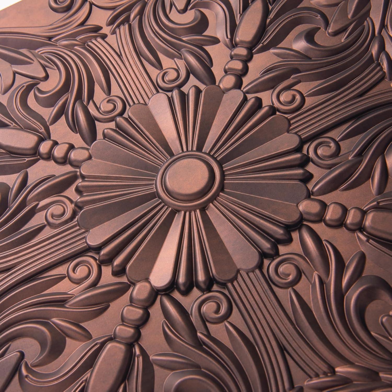 Antique Copper Floral PVC 24" x 24" Ceiling Tiles