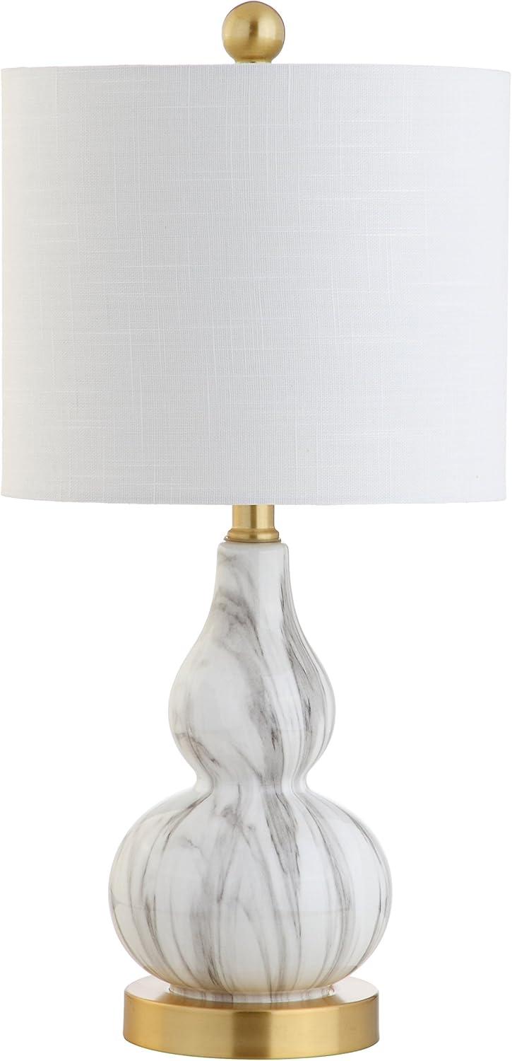 20.5" Mini Glass LED Table Lamp with White Linen Shade