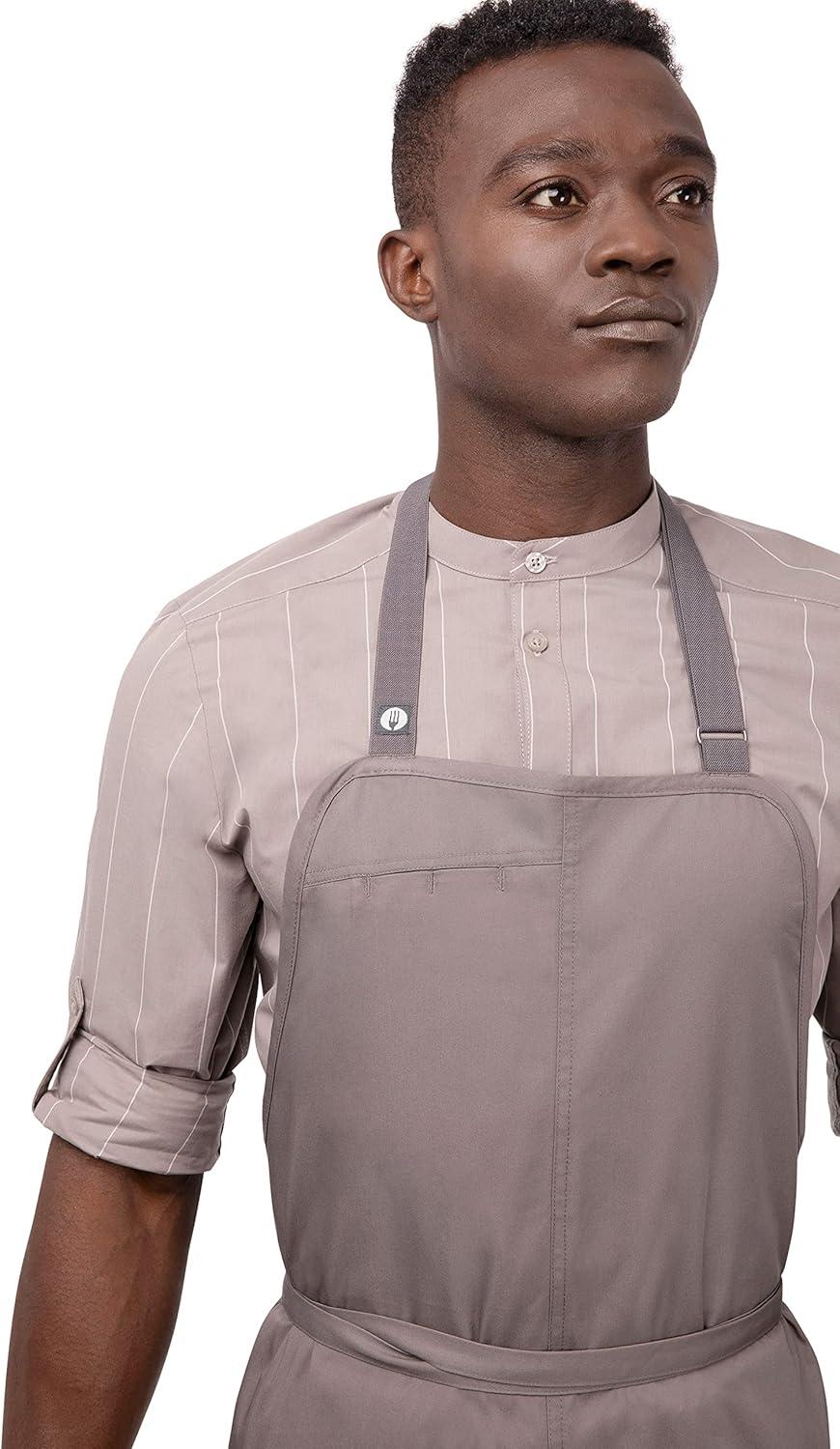 Men's Mushroom Gray Cotton Chef Bib Apron