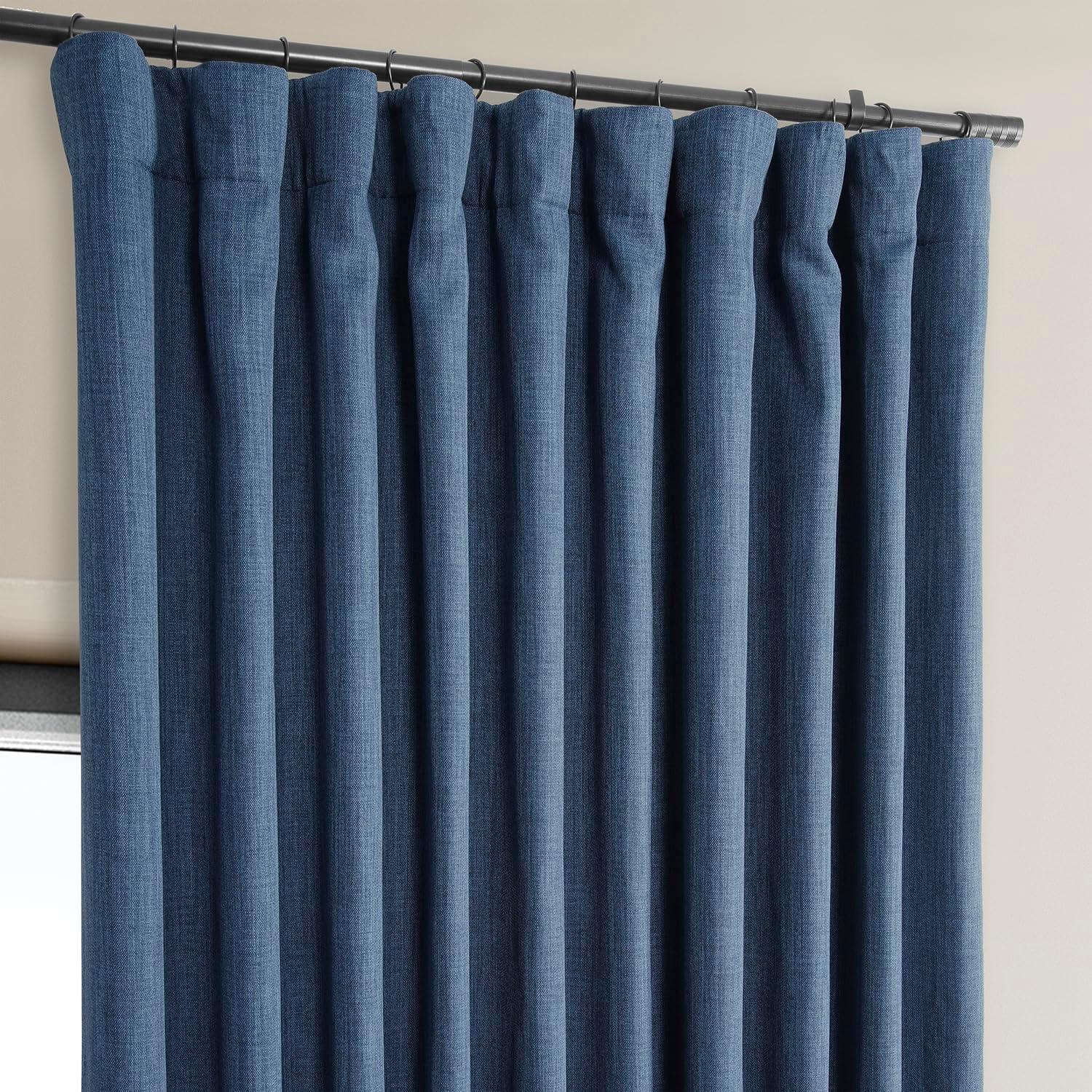 Faux Linen Textured Room Darkening Curtains for Bedroom & Living Room Curtains - Single Panel drapes