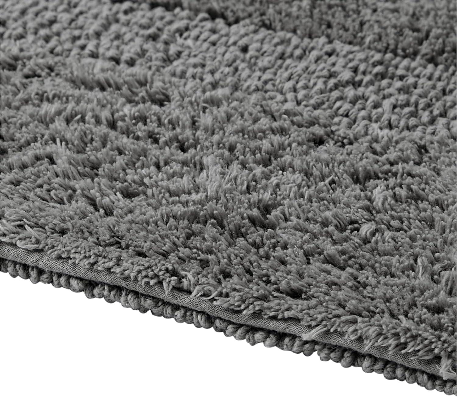 Better Trends Lux 100% Cotton Tufted Solid Reversible Bath Rug 20" x 20" Contour - Gray