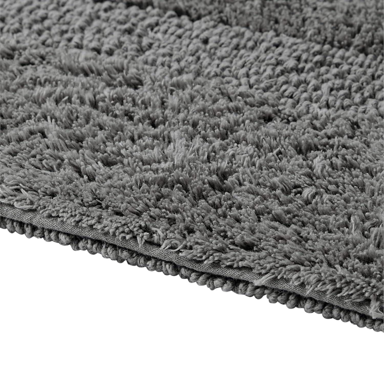 Better Trends Lux 100% Cotton Tufted Solid Reversible Bath Rug 20" x 20" Contour - Gray