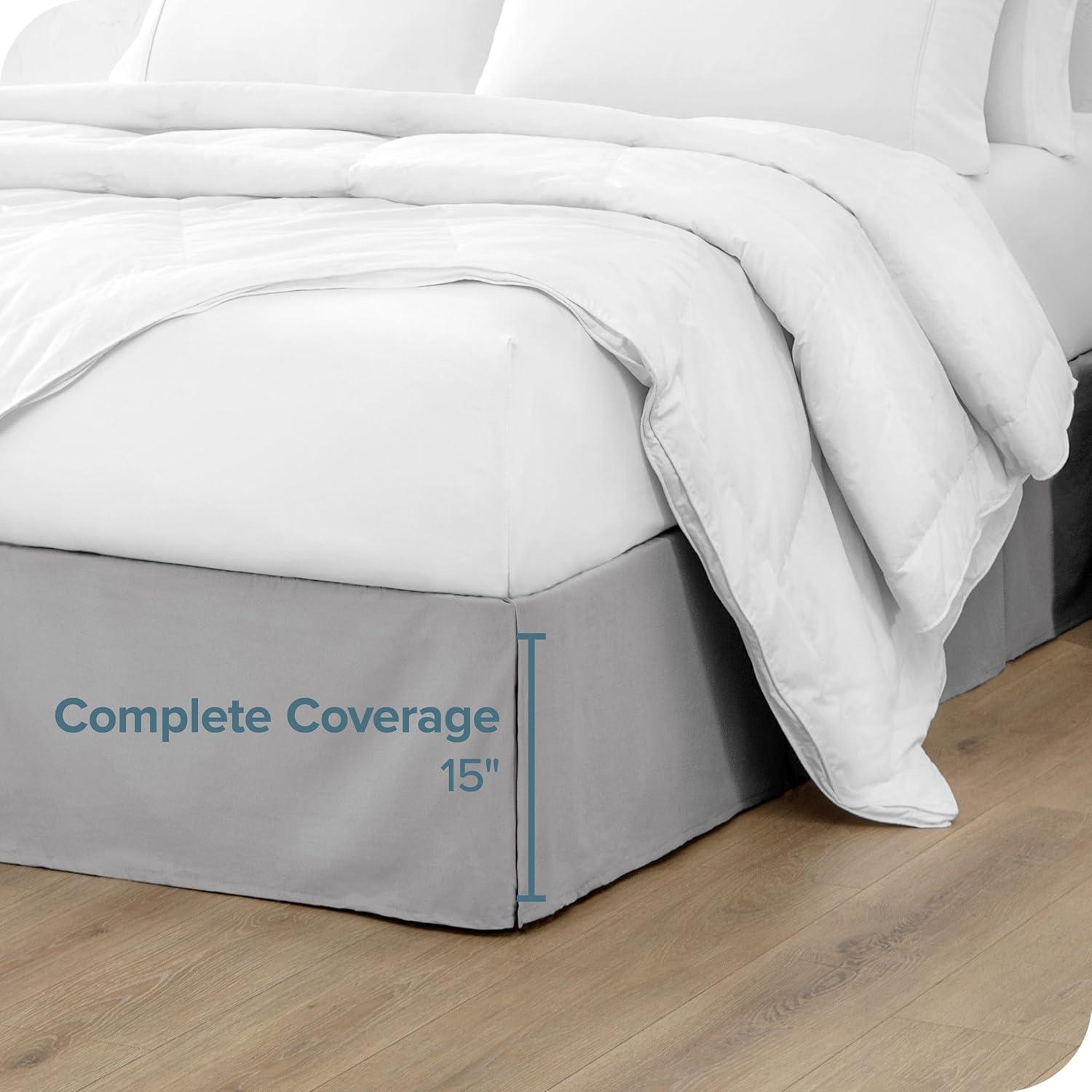 Bare Home Tailored 15" Pleated Bed Skirt