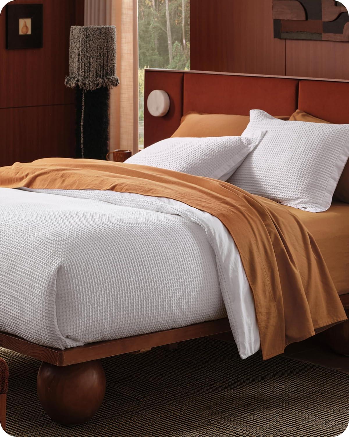 Bedsure Essential Bedsure Cotton Duvet Cover Set - 100% Cotton Waffle Weave Coconut Duvet Cover GentleSoft™️