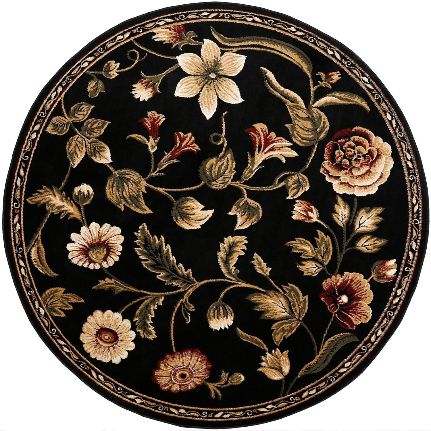 Home Dynamix Optimum Amell Traditional Floral Area Rug, Black/Green, 7'10" Round