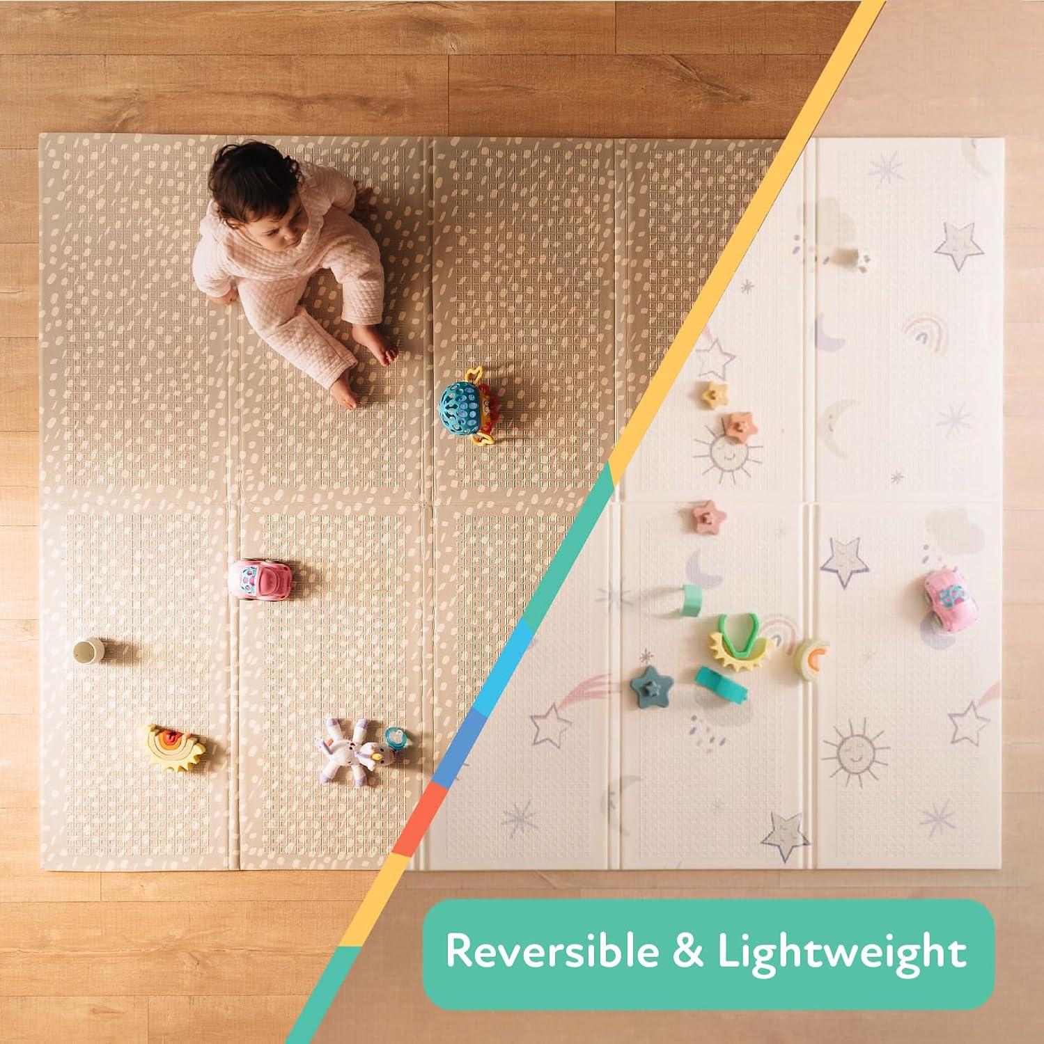 Nuby Reversible Foldable Baby Playmat with Stars and Rainbows