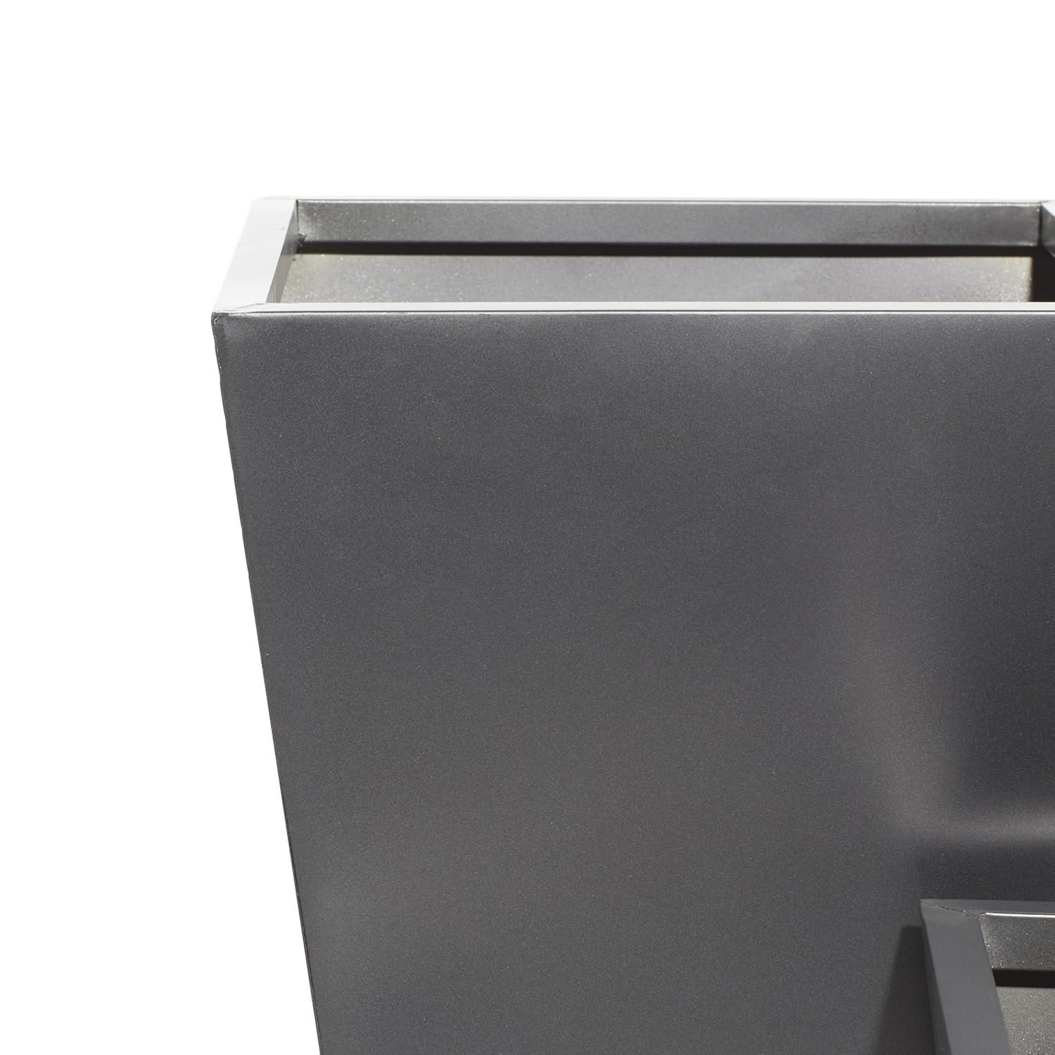 DecMode Grey Contemporary Oversized Metal Planter with Cement Hue, Set of 3, 20", 25", 30"H
