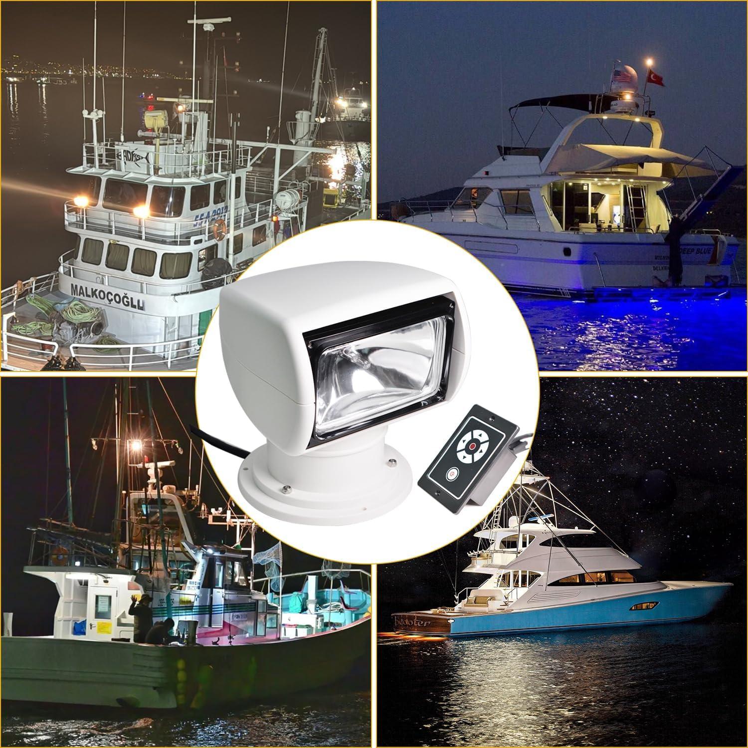 White Halogen Remote-Controlled Outdoor Boat Spotlight