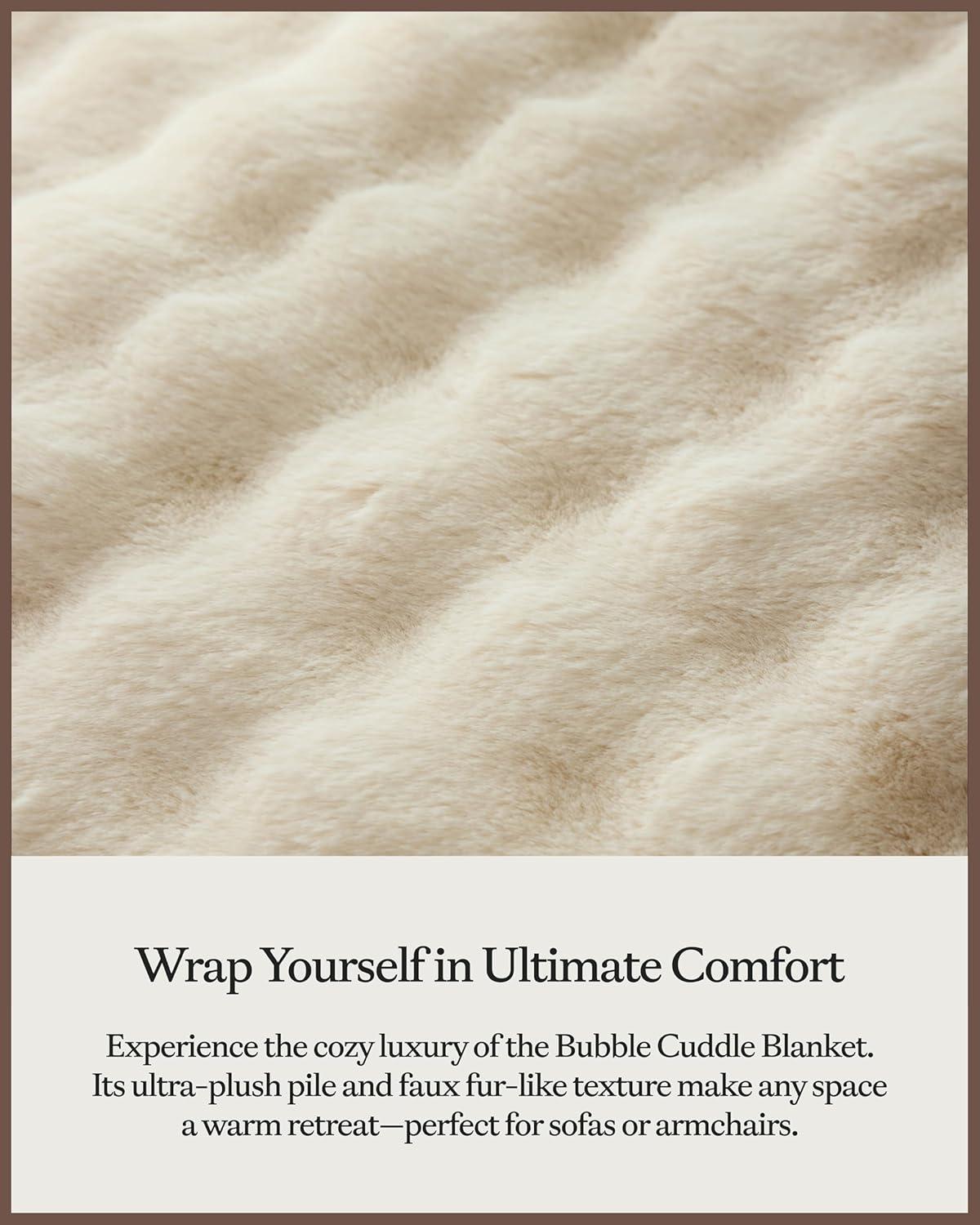 Oversized Cream Faux Fur Ultra-Soft Machine Washable Throw Blanket