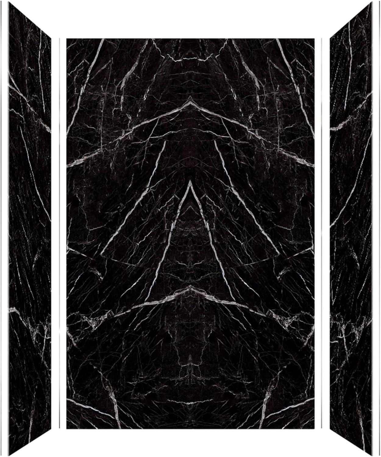 Titan 60" x 36" Black Glossy Marble Shower Wall Kit