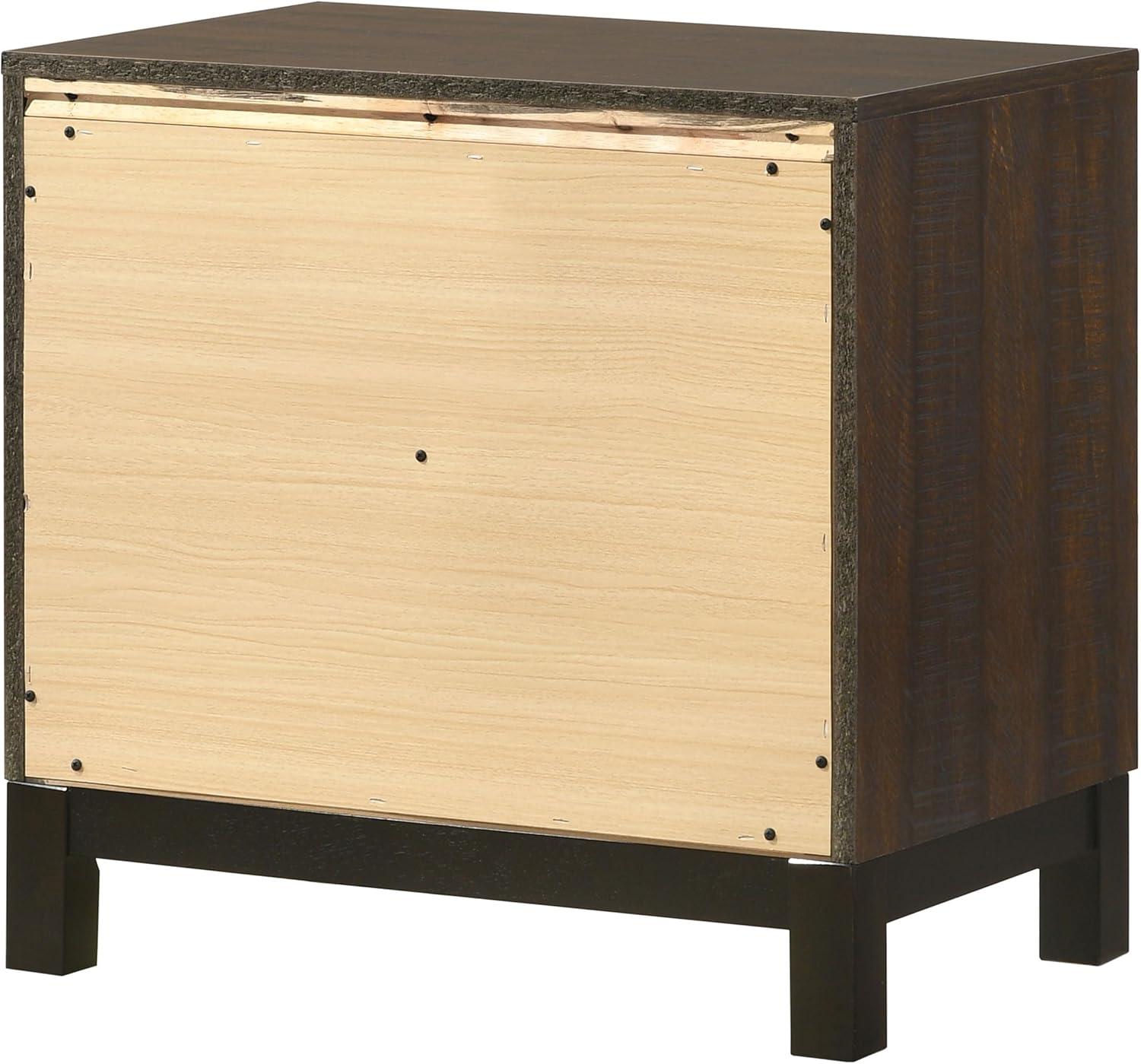 SIMPLE RELAX Edmonton 2 Drawer Nightstand, Rustic Tobacco, Dark Bronze