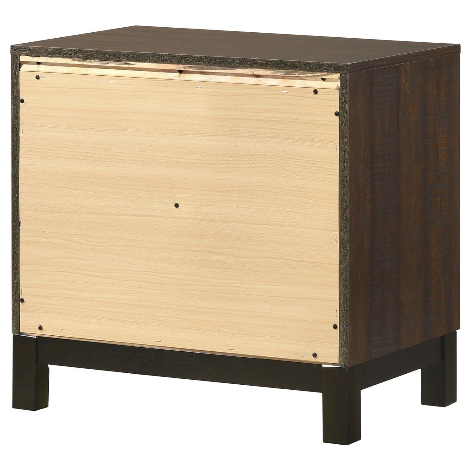 SIMPLE RELAX Edmonton 2 Drawer Nightstand, Rustic Tobacco, Dark Bronze