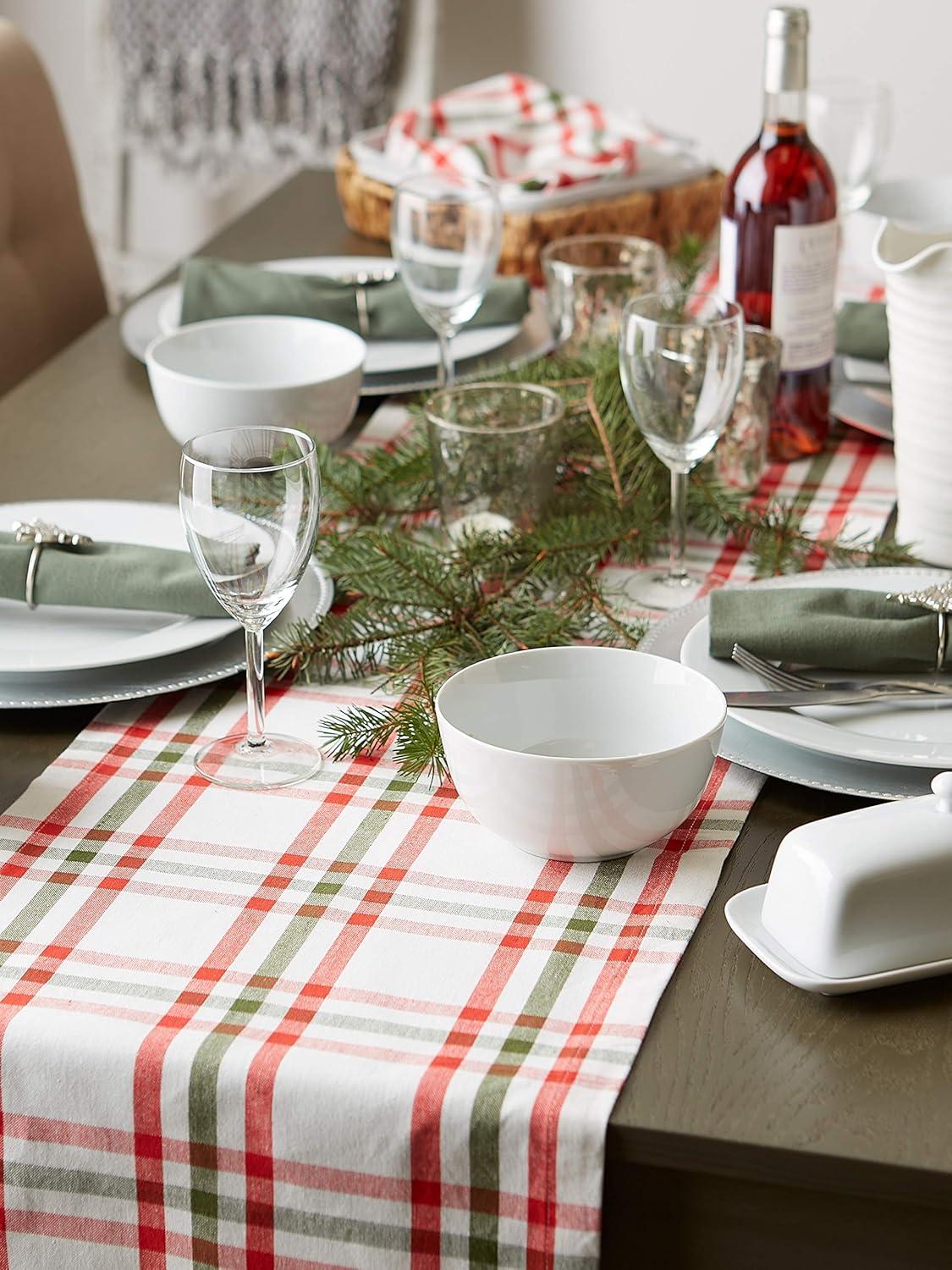 Kitchen & Tabletop Jolly Tree Collection Table Runner, Nutcracker Plaid, 14x72"