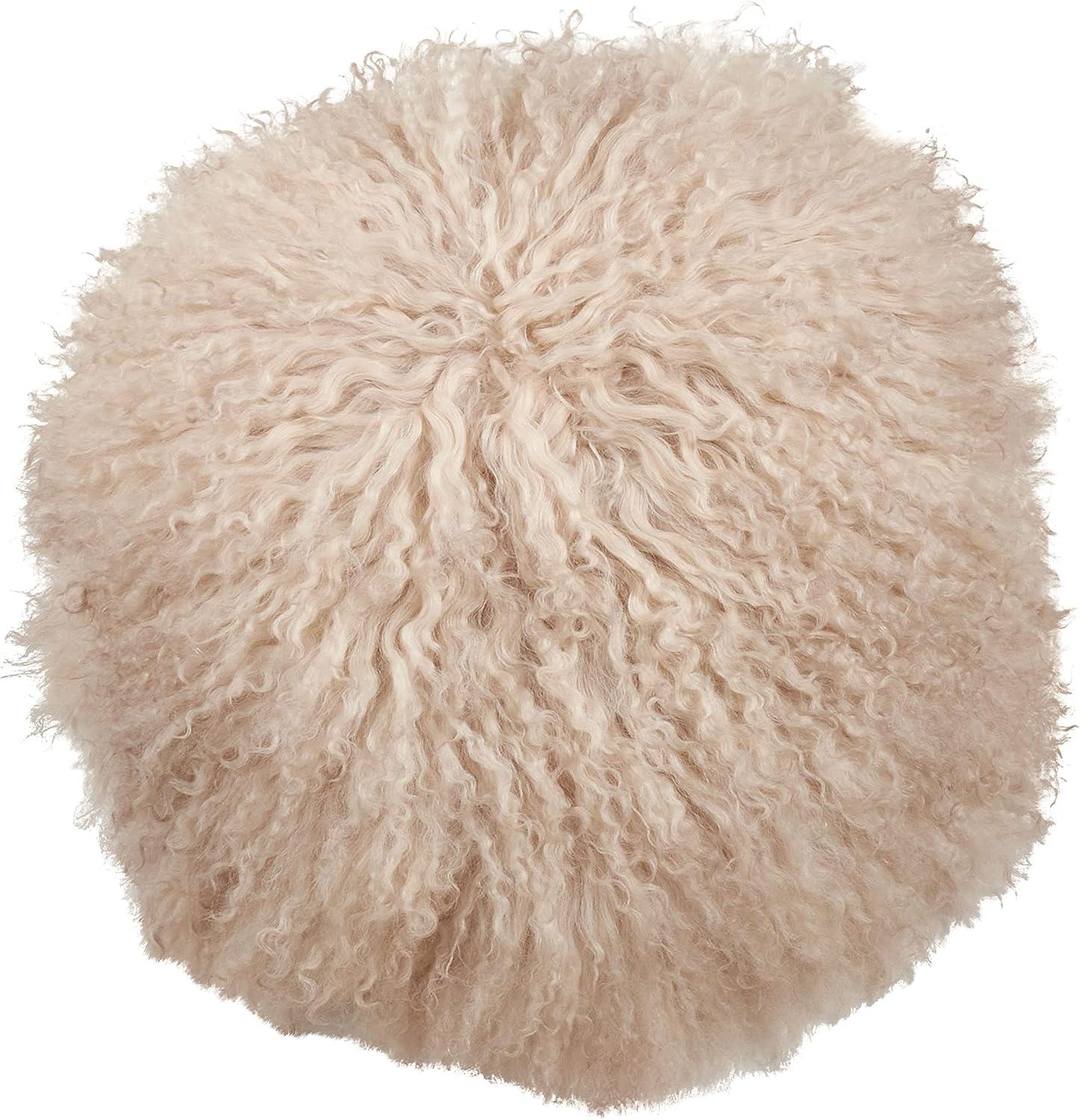 Saro Lifestyle 100% Wool Mongolian Lamb Fur Throw Pillow With Poly Filling