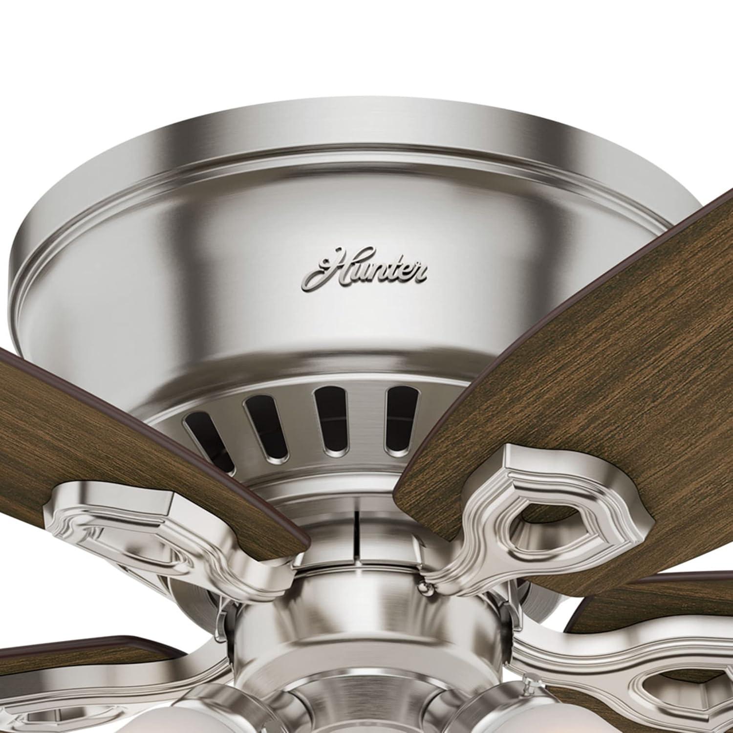42" Builder Low Profile 5 - Blade Flush Mount Ceiling Fan with Pull Chain and Light Kit Included