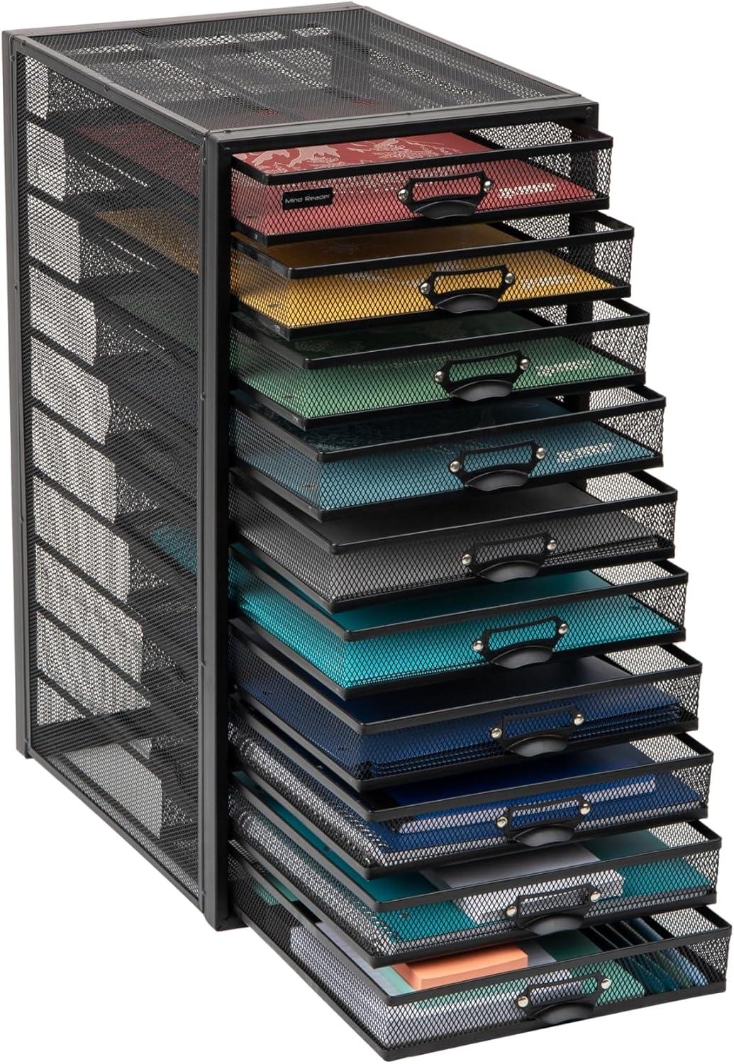 Mind Reader File Storage Drawers, Desk Organizer, Multi-Purpose, Metal, 10.75"L x 14"W x 21.25"H