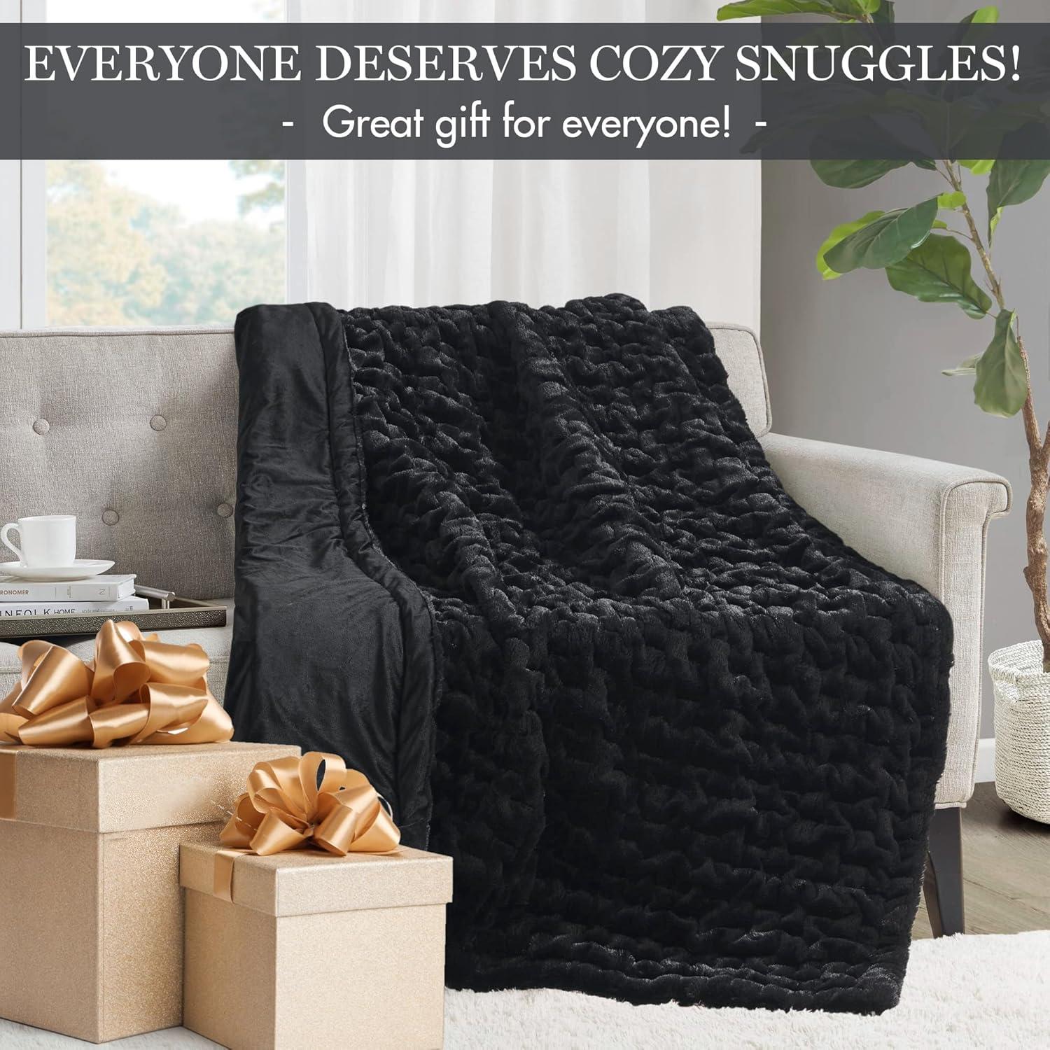 Ruched Fur Throw