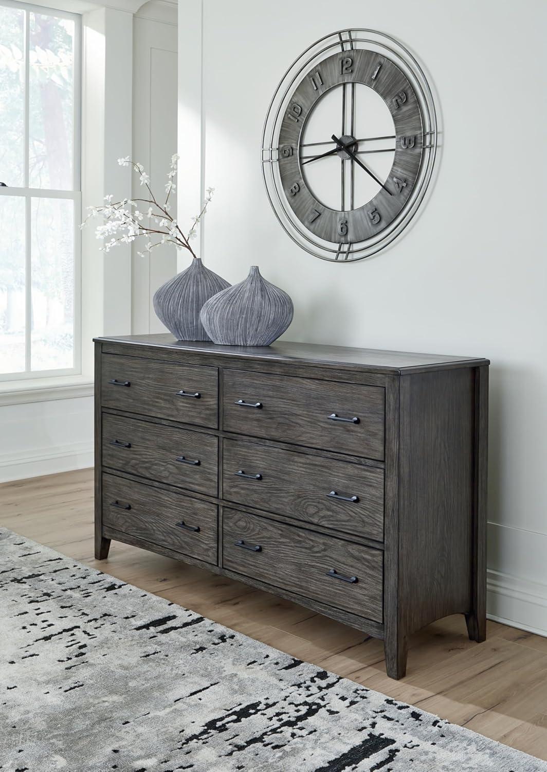 Gray Transitional Dresser with Felt Lined Drawers and Ball Bearing Slides