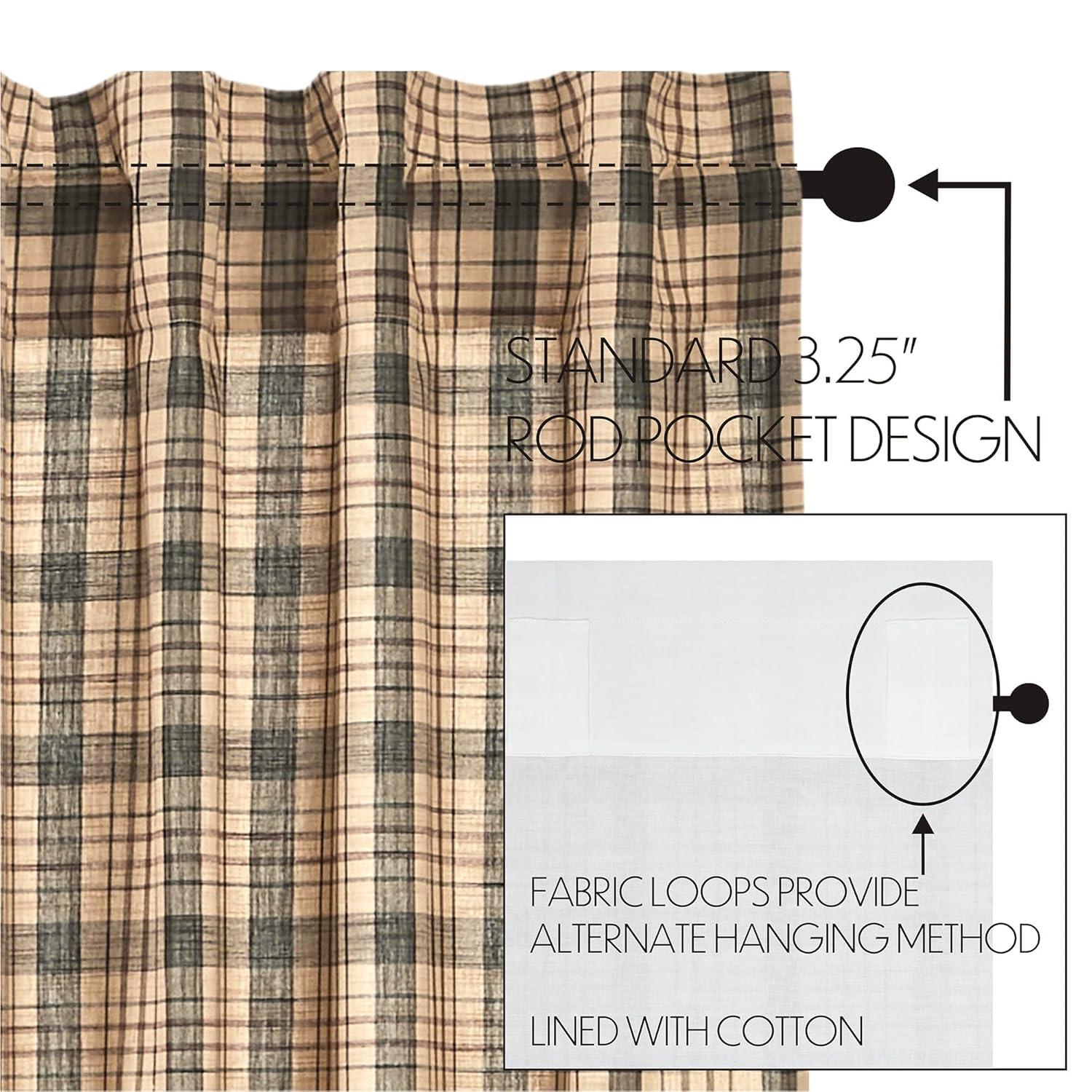 Rosalind Wheeler Holms Plaid Cotton Tailored Window Valance in Khaki/ Forest Green/ Russet