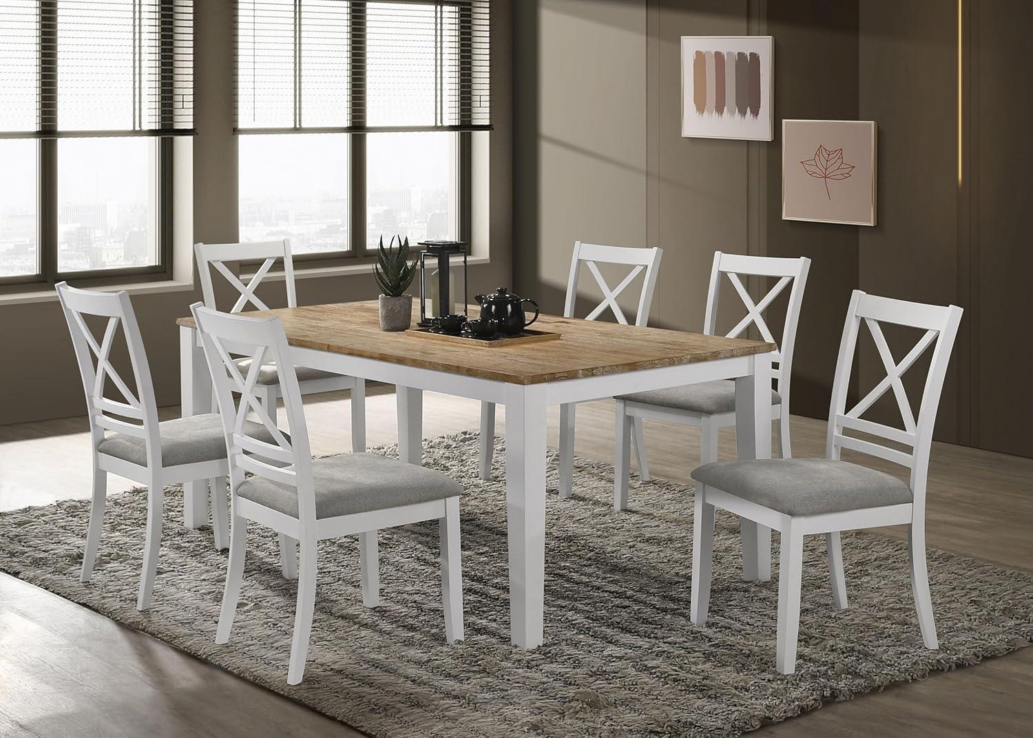 Reclaimed Wood Brown and White Farmhouse Dining Table