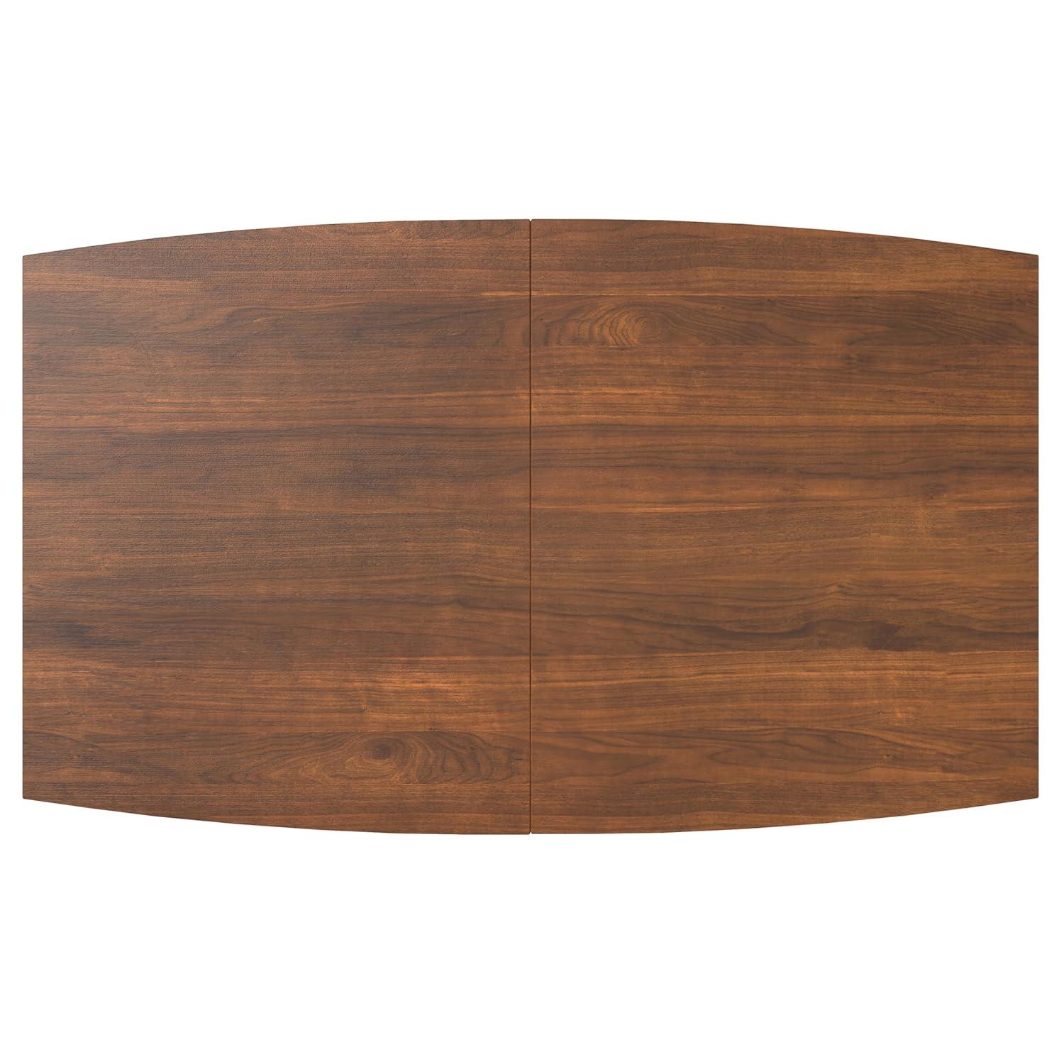 Draper 66-84"W Walnut Extendable Dining Table, Mid-Century Modern Style