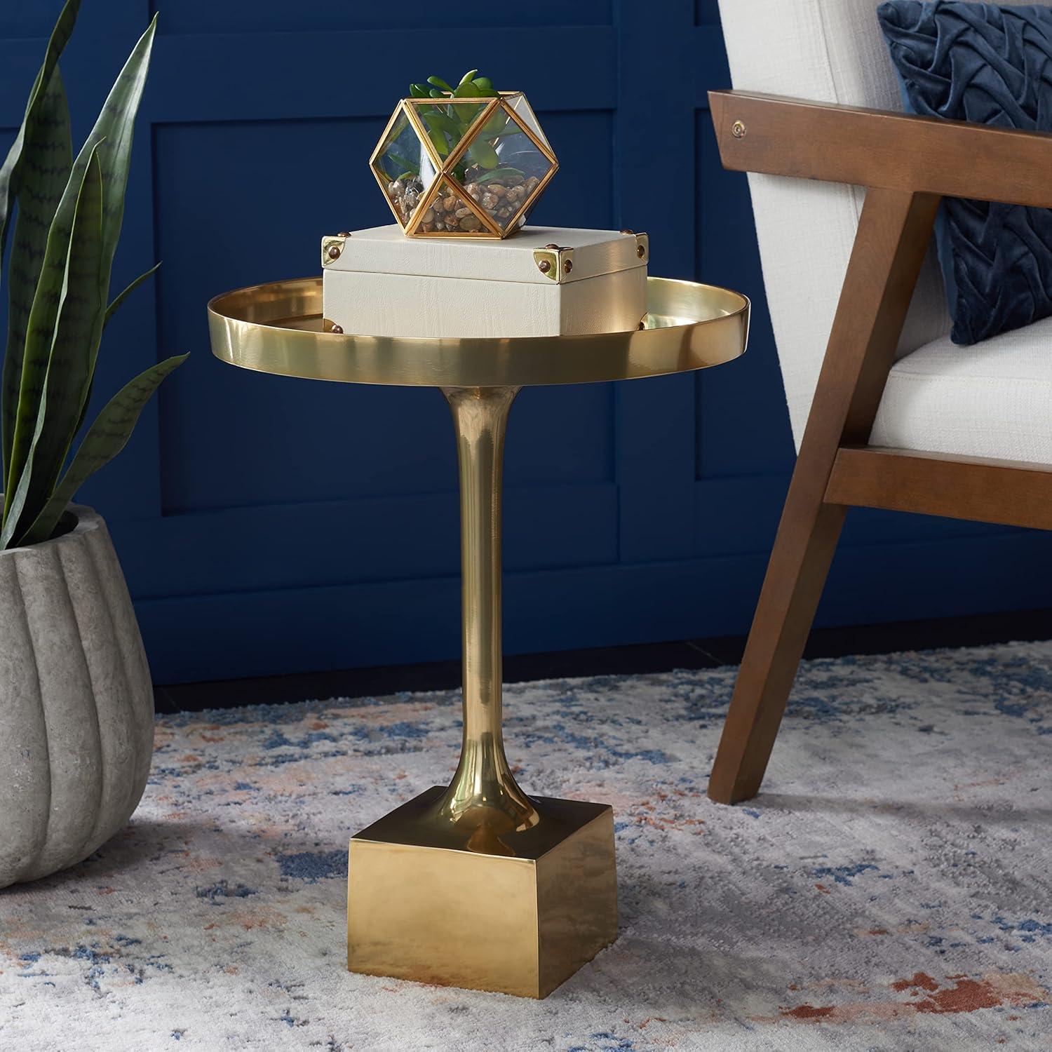 Corvus Round Side Table Accent Table - Antique Brass - Safavieh.