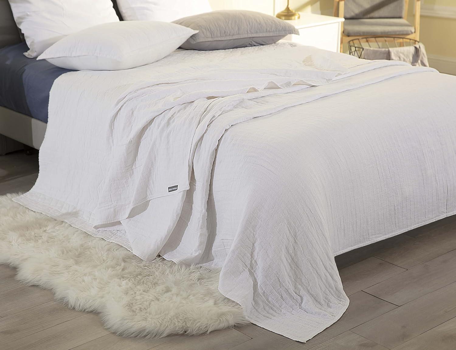 King White Cotton Reversible Muslin Blanket