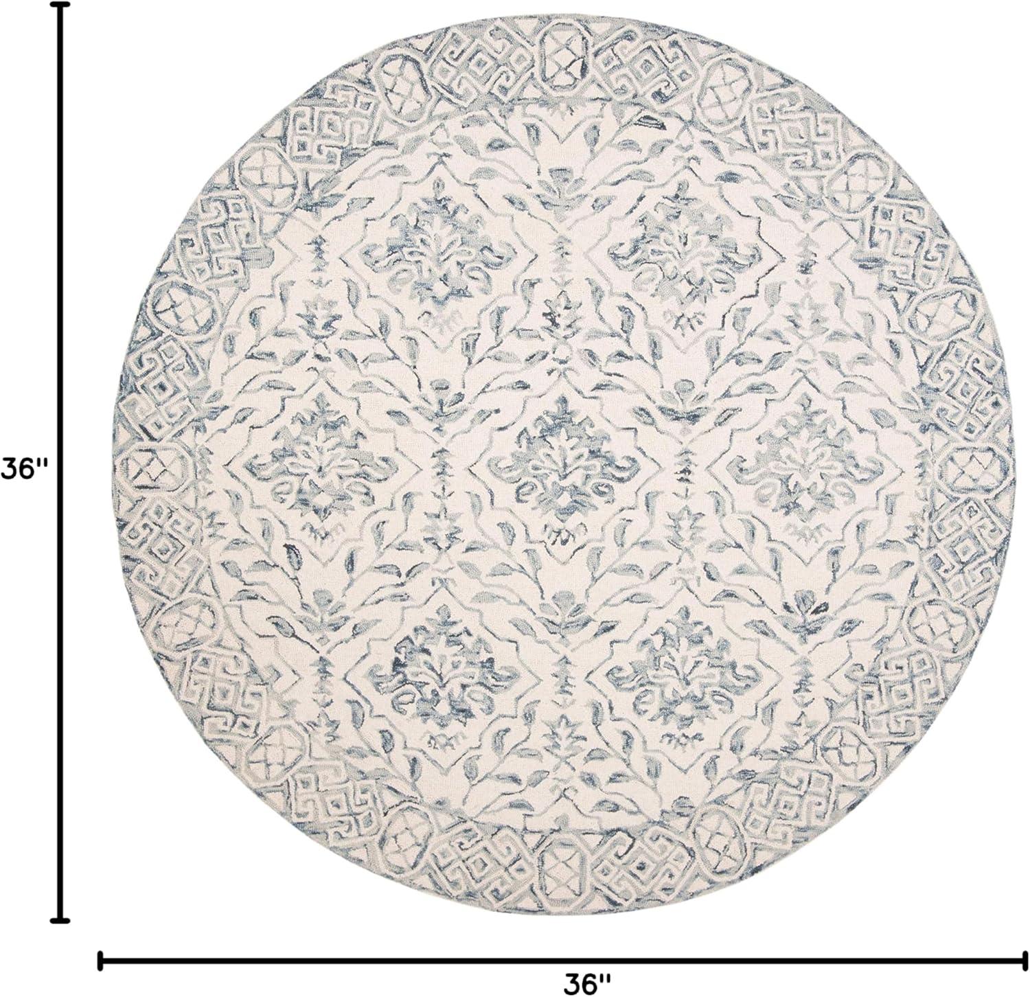 Dip Dye DDY901 Hand Tufted Area Rug - Blue/Ivory - 3' round - Safavieh.