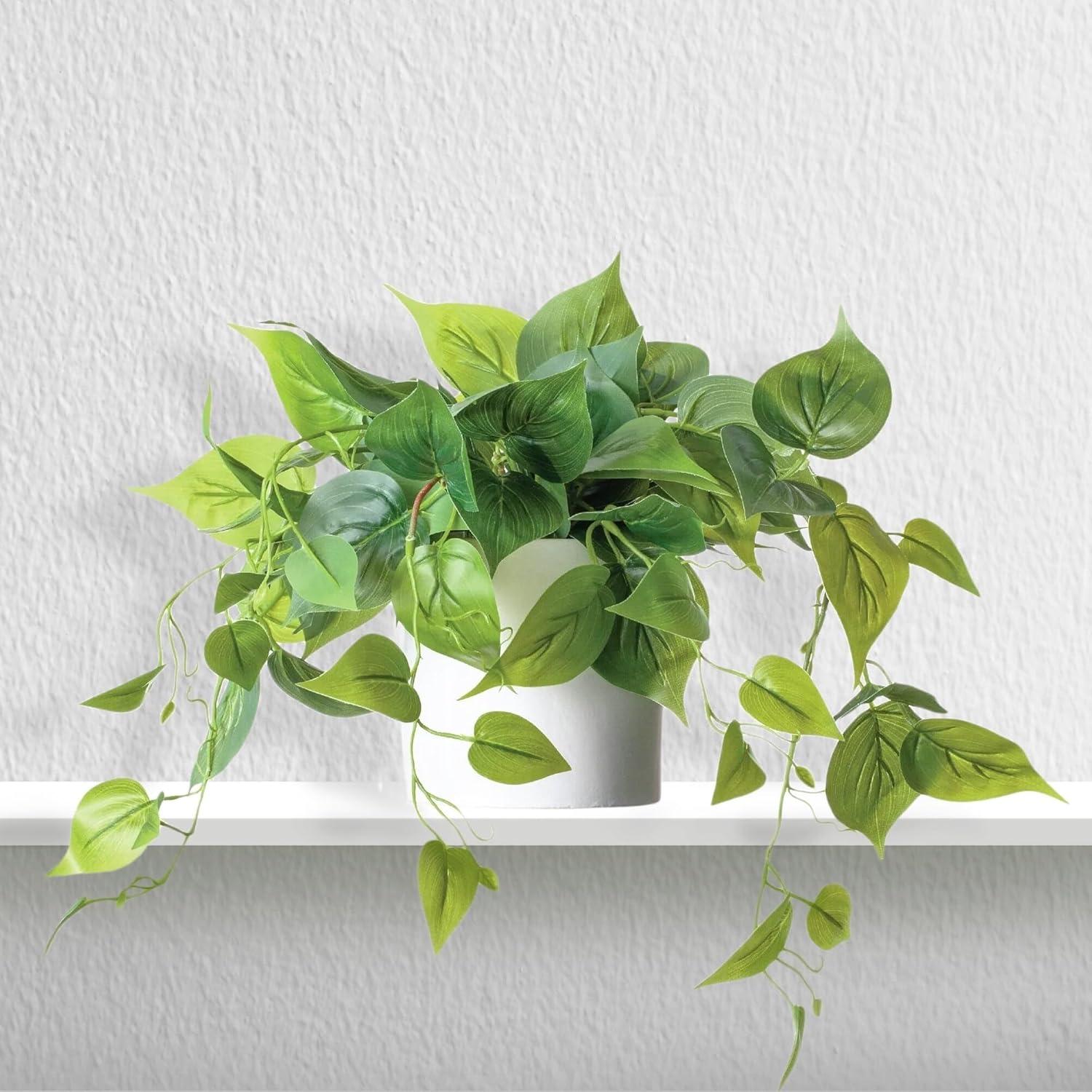 Forever Leaf Artificial Ivy Foliage Plant in White Ceramic Pot, Indoor Artificial Plant for Home Decor