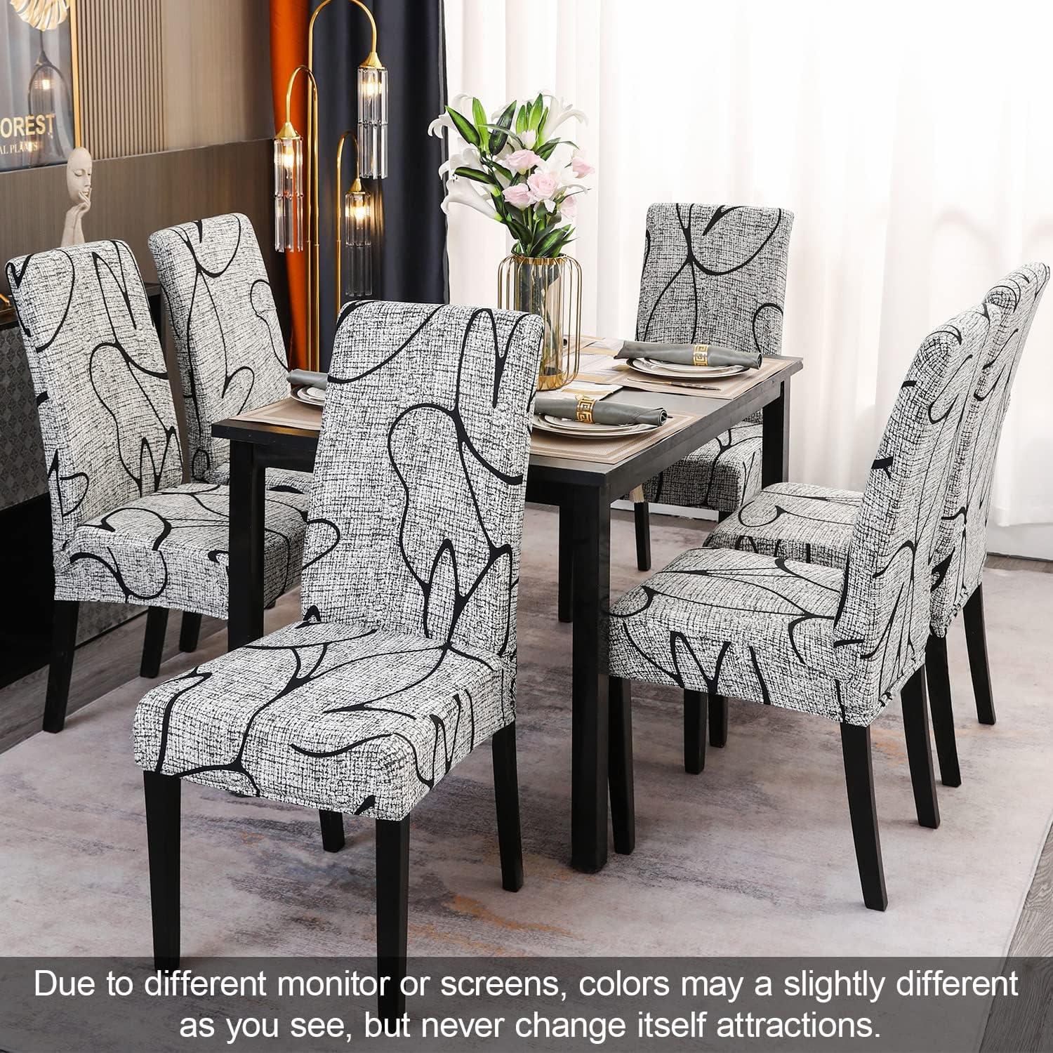 Chair Covers for Dining Room 4 Pack, Solid Stretch Dining Chair Covers, Washable Kitchen Slip Covers, Parson Chair Covers Set of 4 (Gray Lotus, 4 Pack)