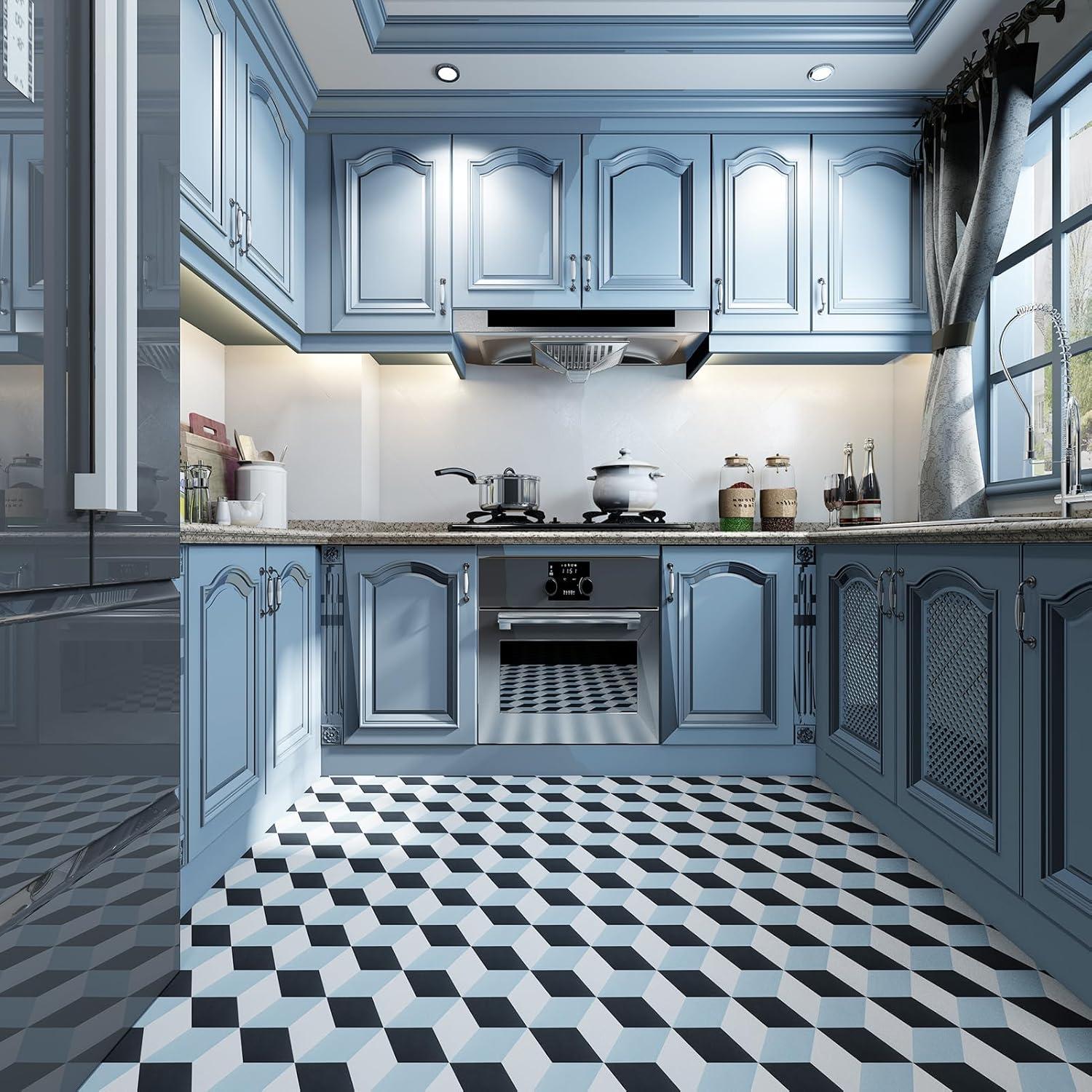 Art3d 30-Pack 11.8" x 10.2" Black Marble Hexagon Peel and Stick Flooring Tile, Self Adhesive Waterproof Vinyl Floor Tile