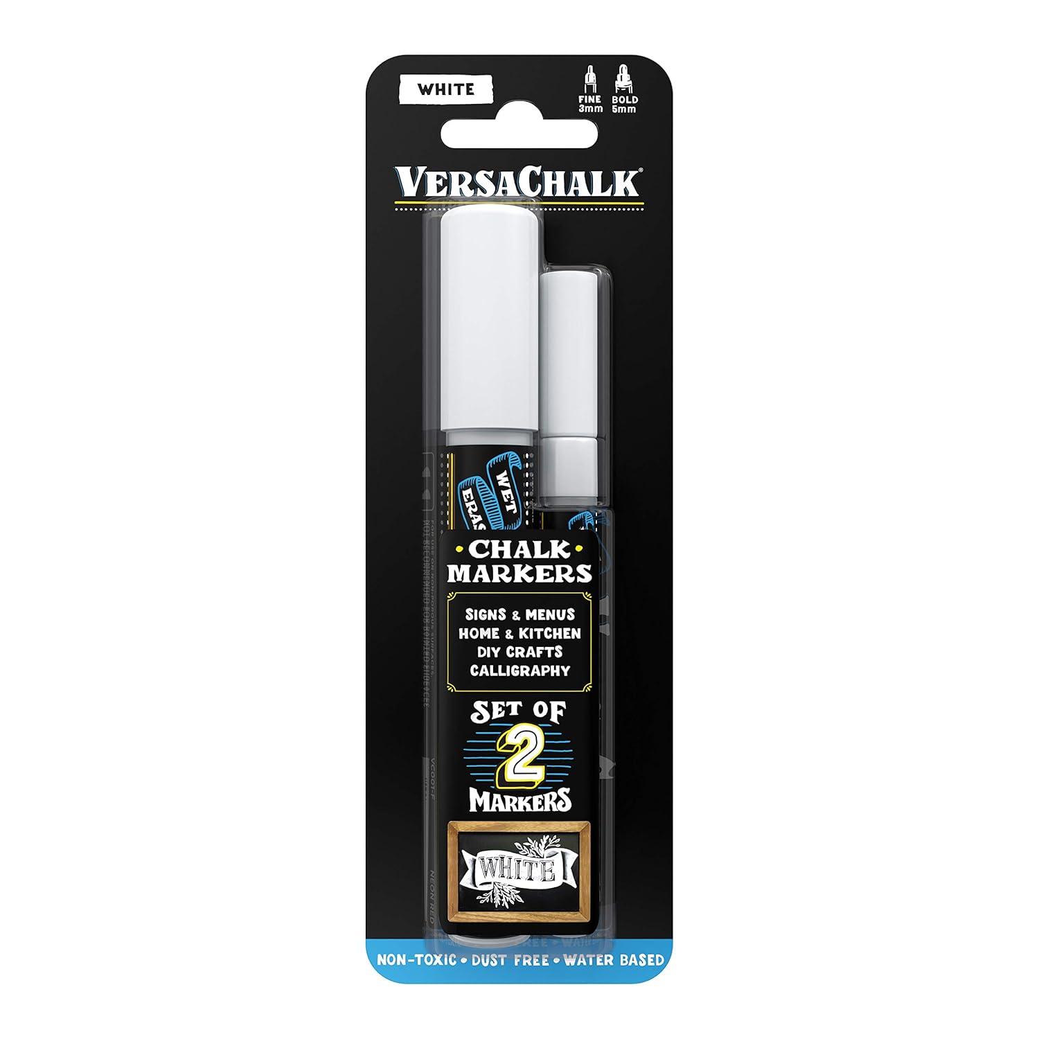 VersaChalk VersaChalk White Liquid Chalk Markers - 2 set, Wet Erase, for Chalkboards & Glass